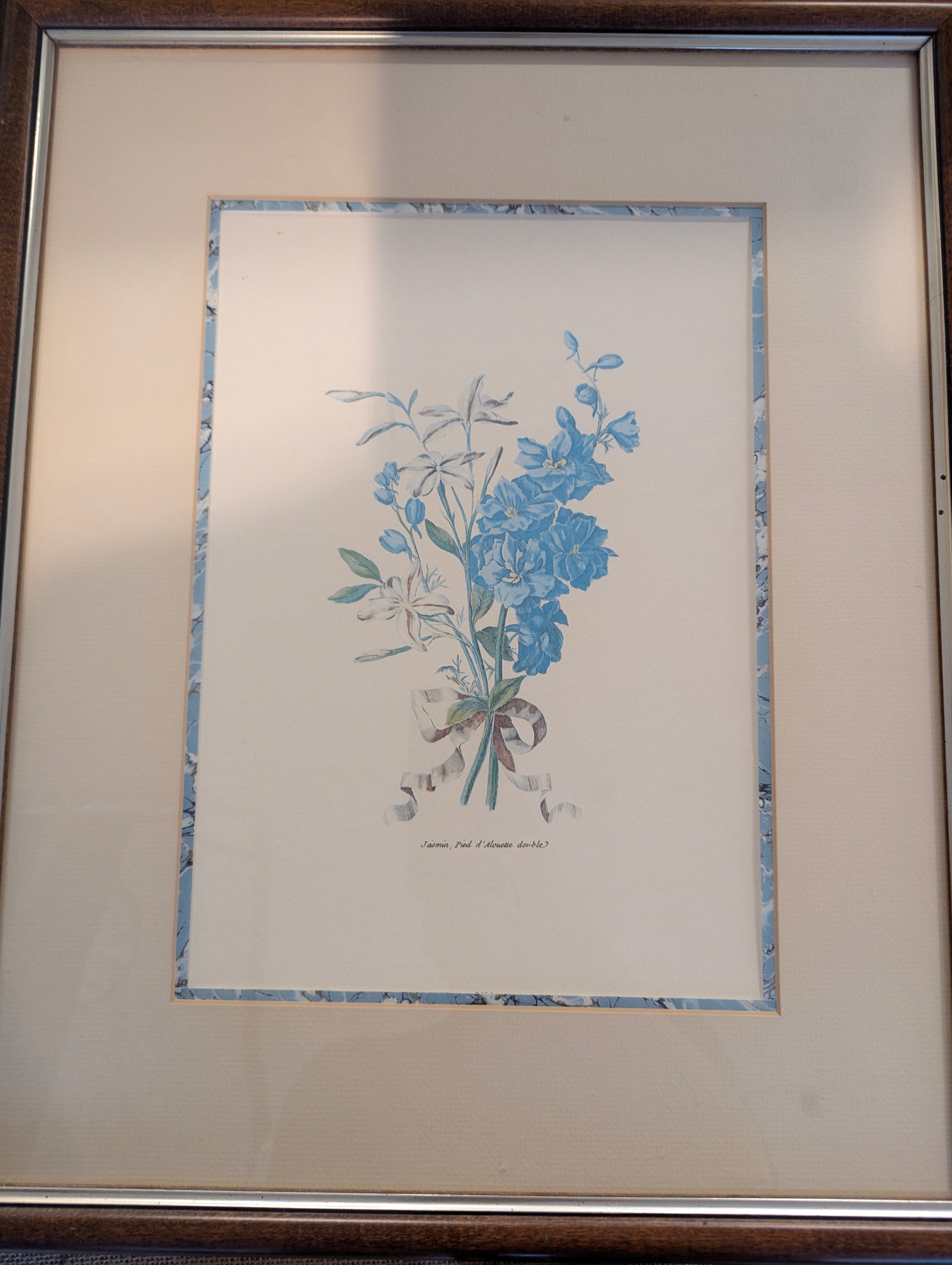 Pair of Framed Botanical Blue Flower Prints