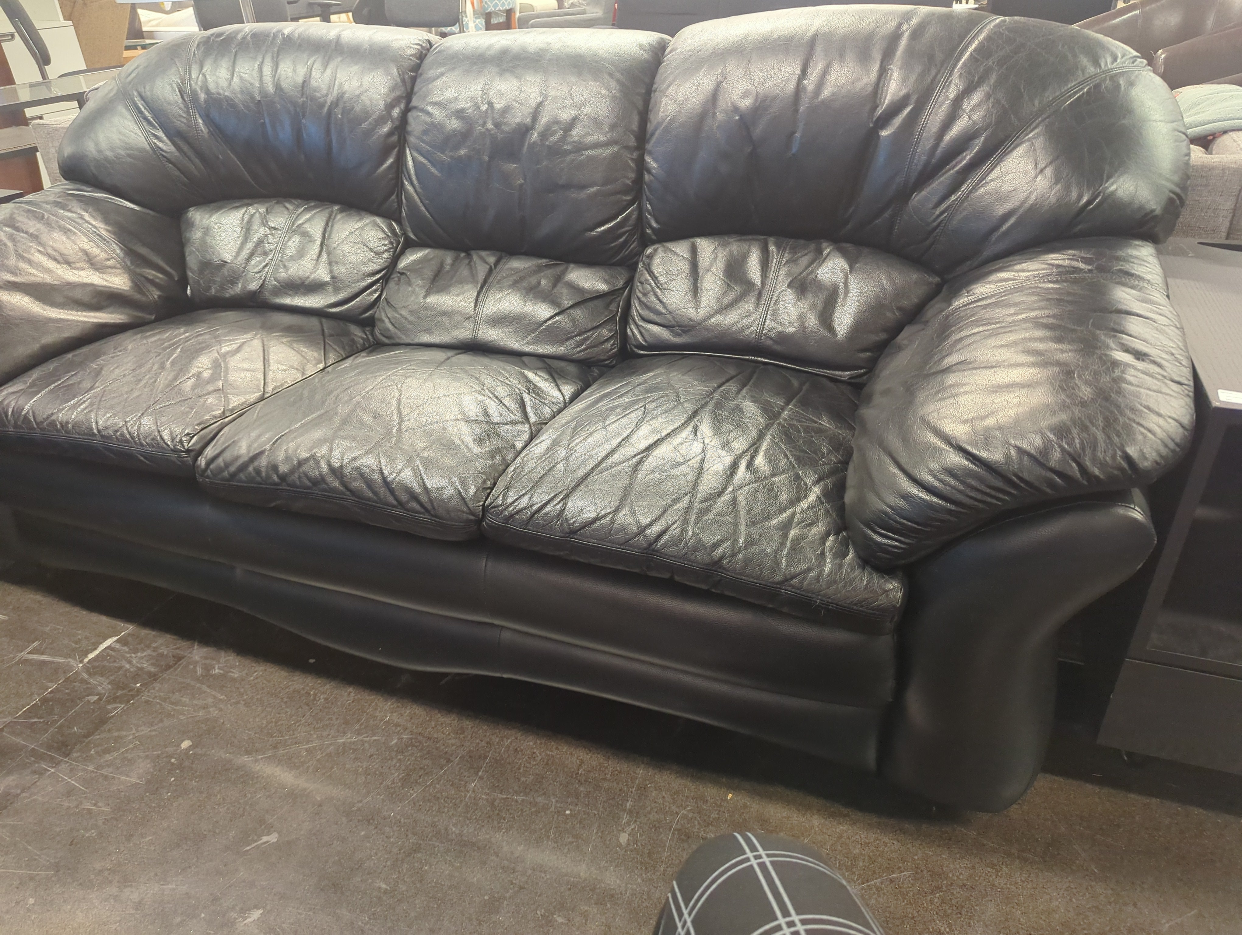 Black Leather Sofa and Love Seat