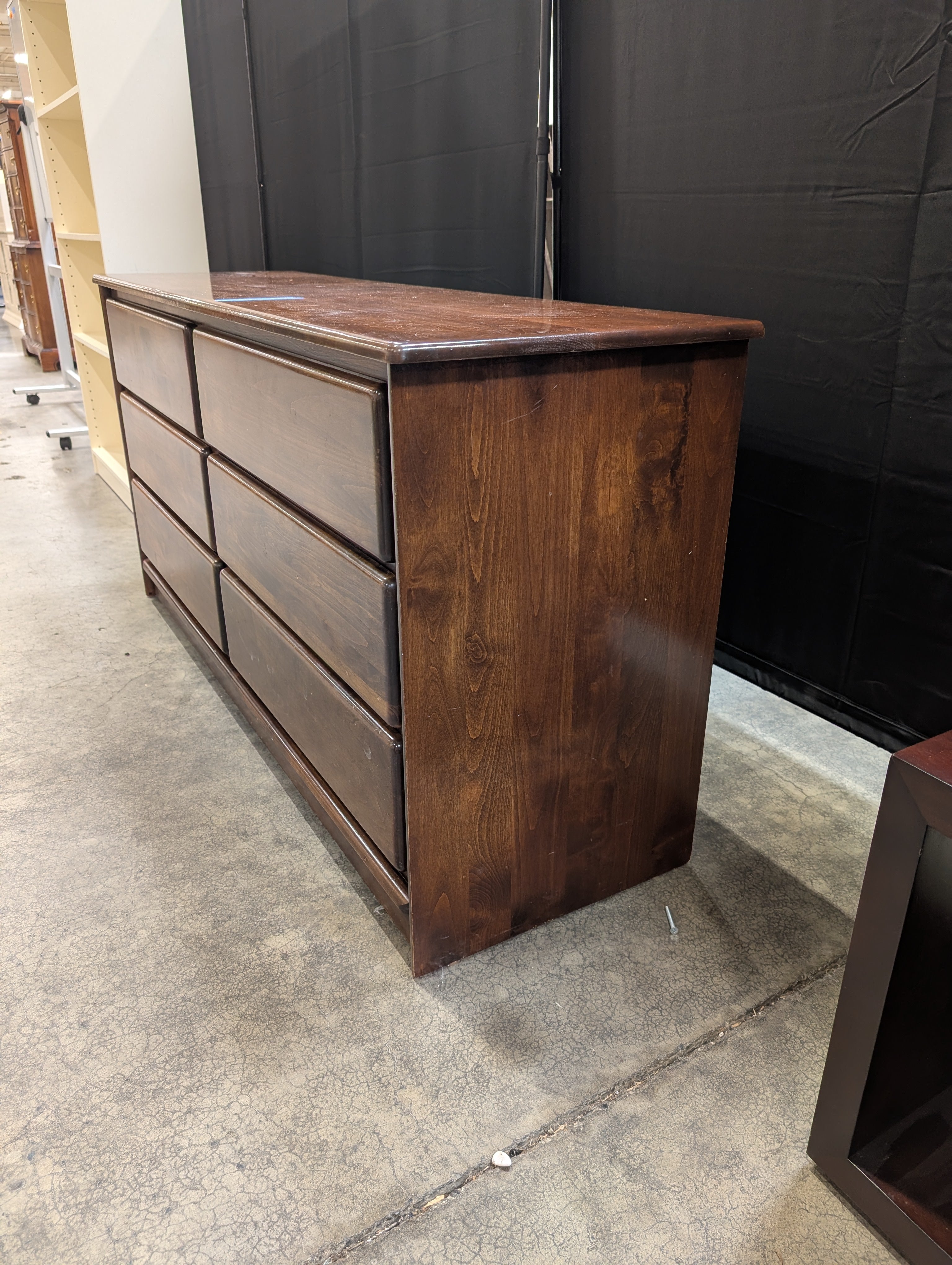 Six-Drawer Wood Dresser in Brown
