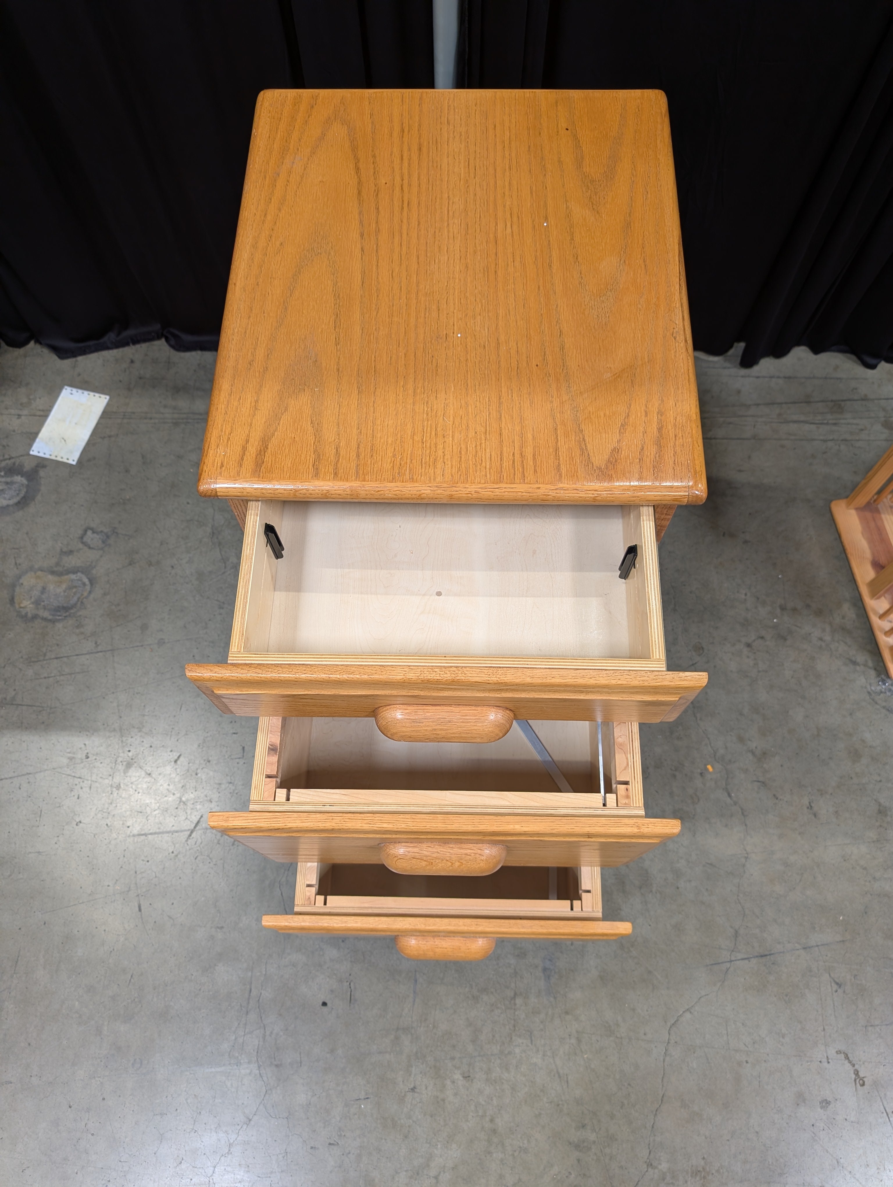 Three-Drawer Wooden File Cabinet in Honey Oak