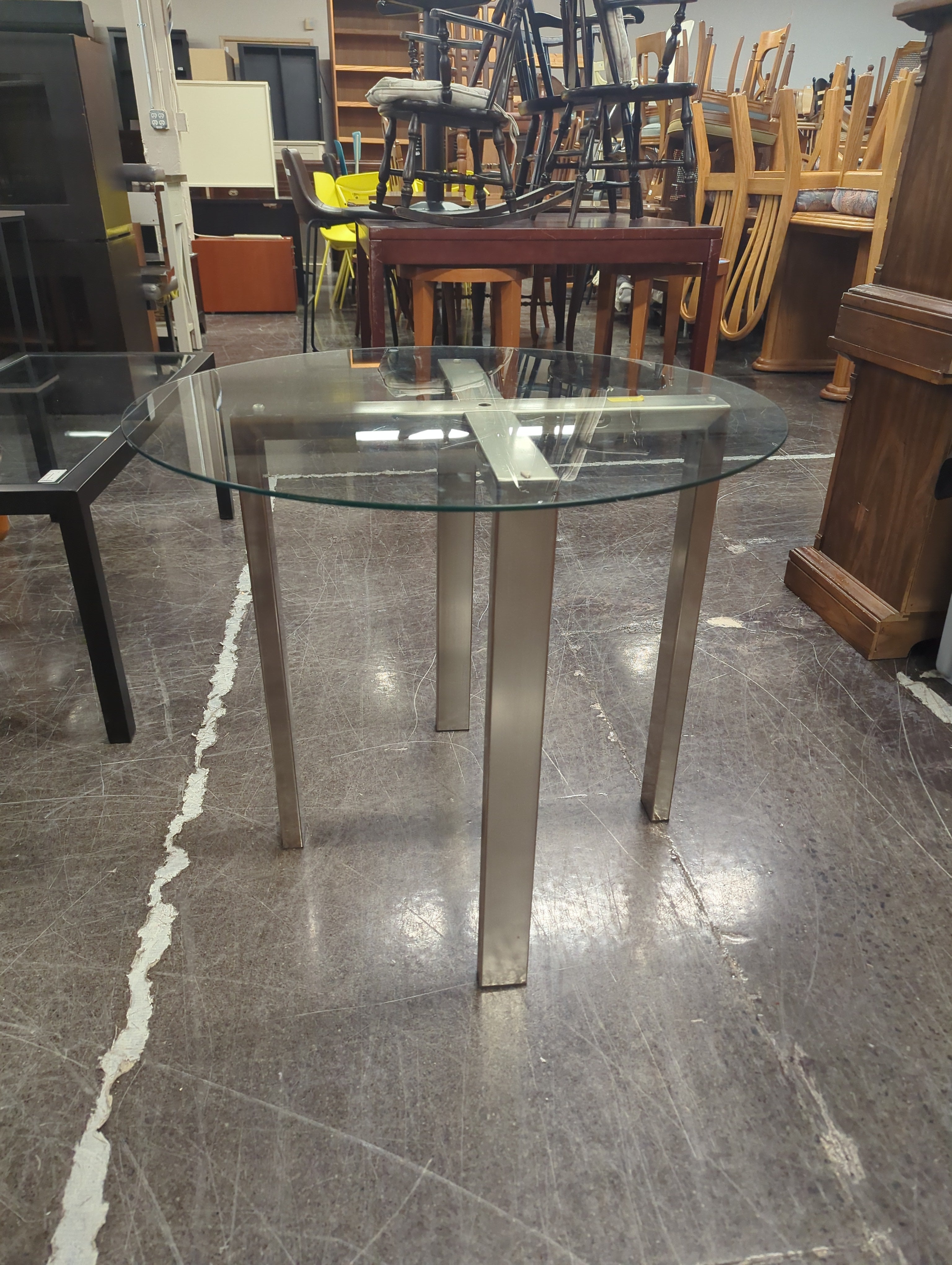 Modern Glass Top Accent Table with Chrome Legs