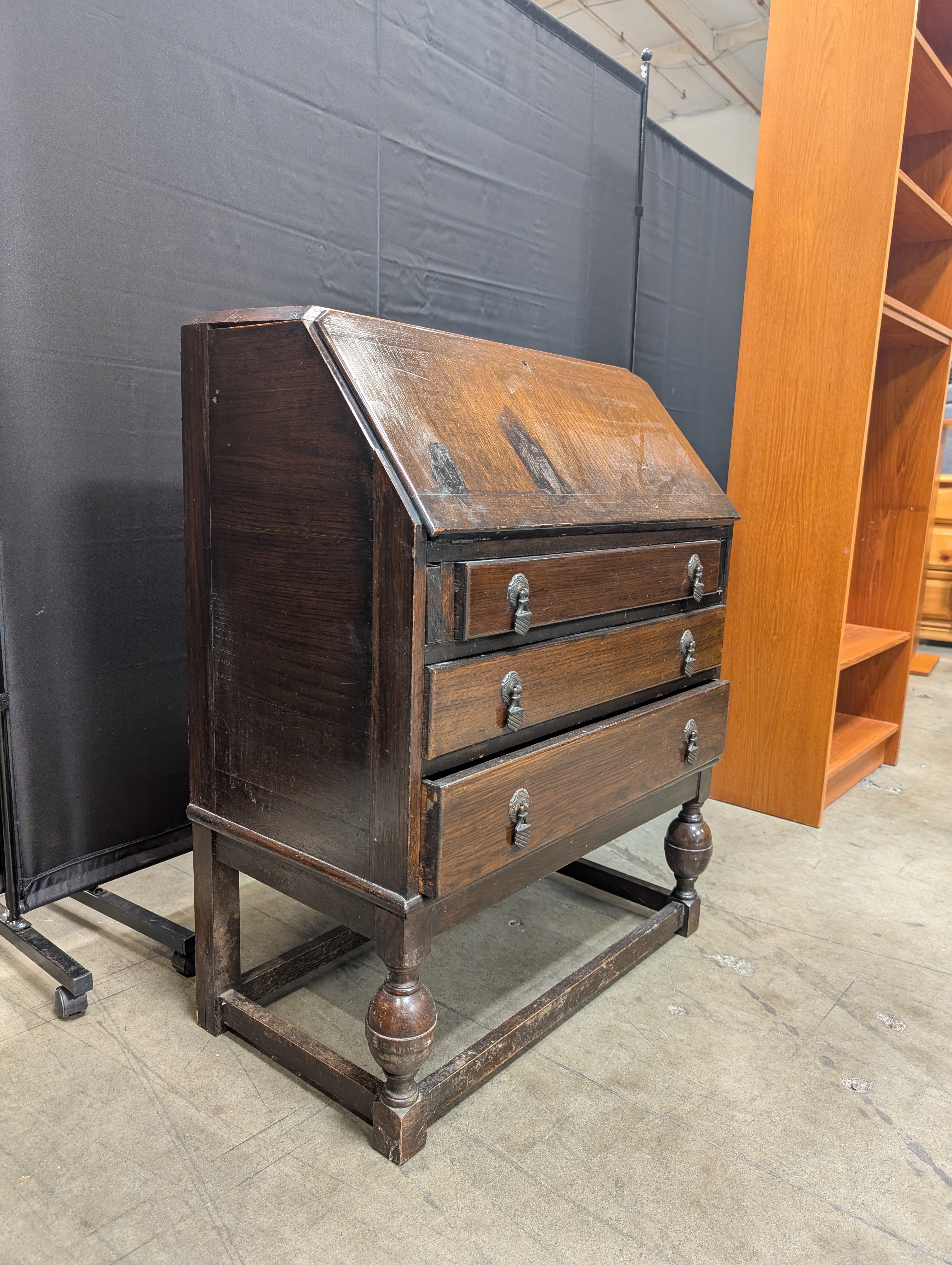 Traditional Style Hardwood Drop-Front Desk