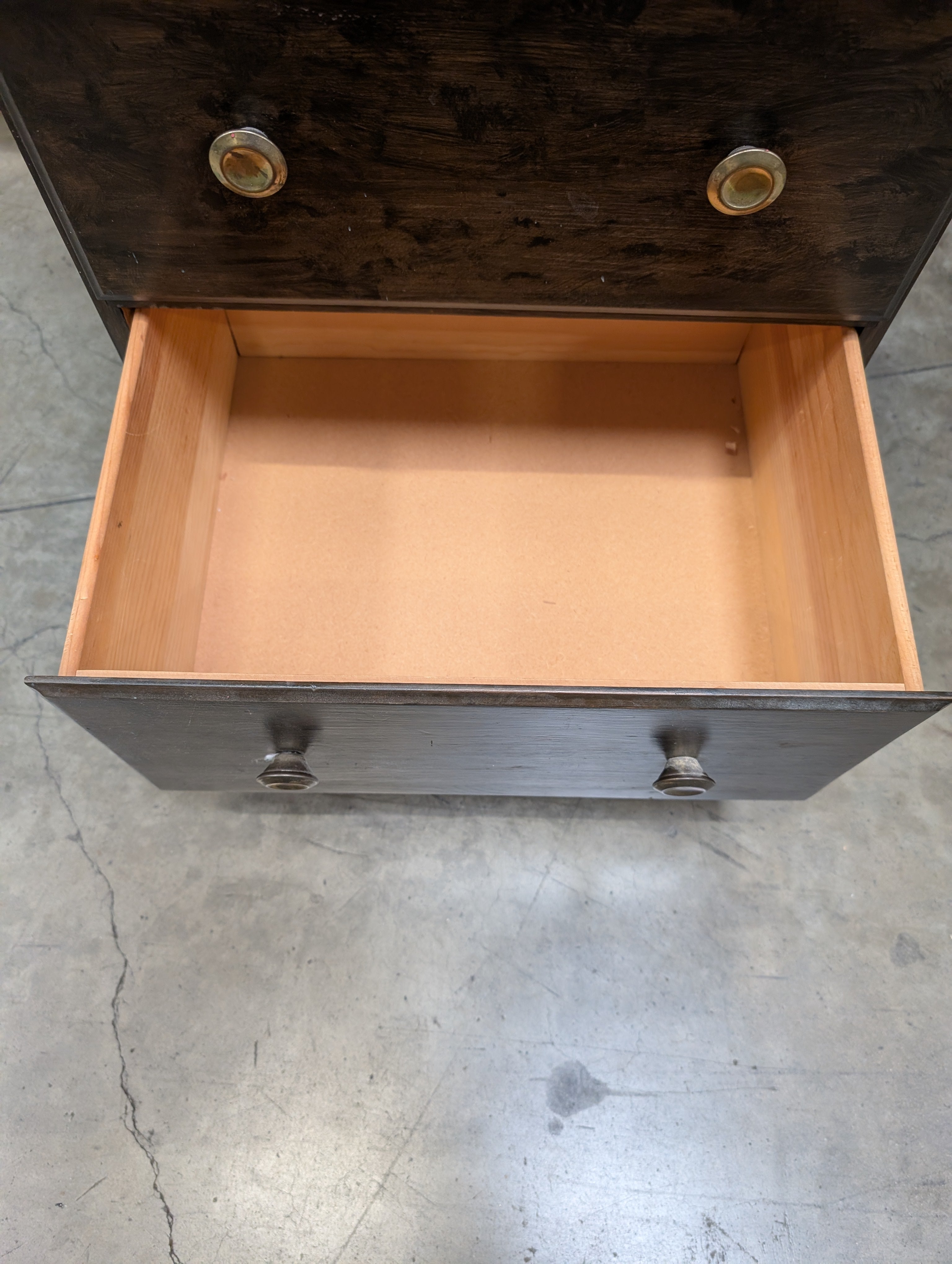 Narrow 5-Drawer Wood Storage Chest with Brass-Toned Knobs