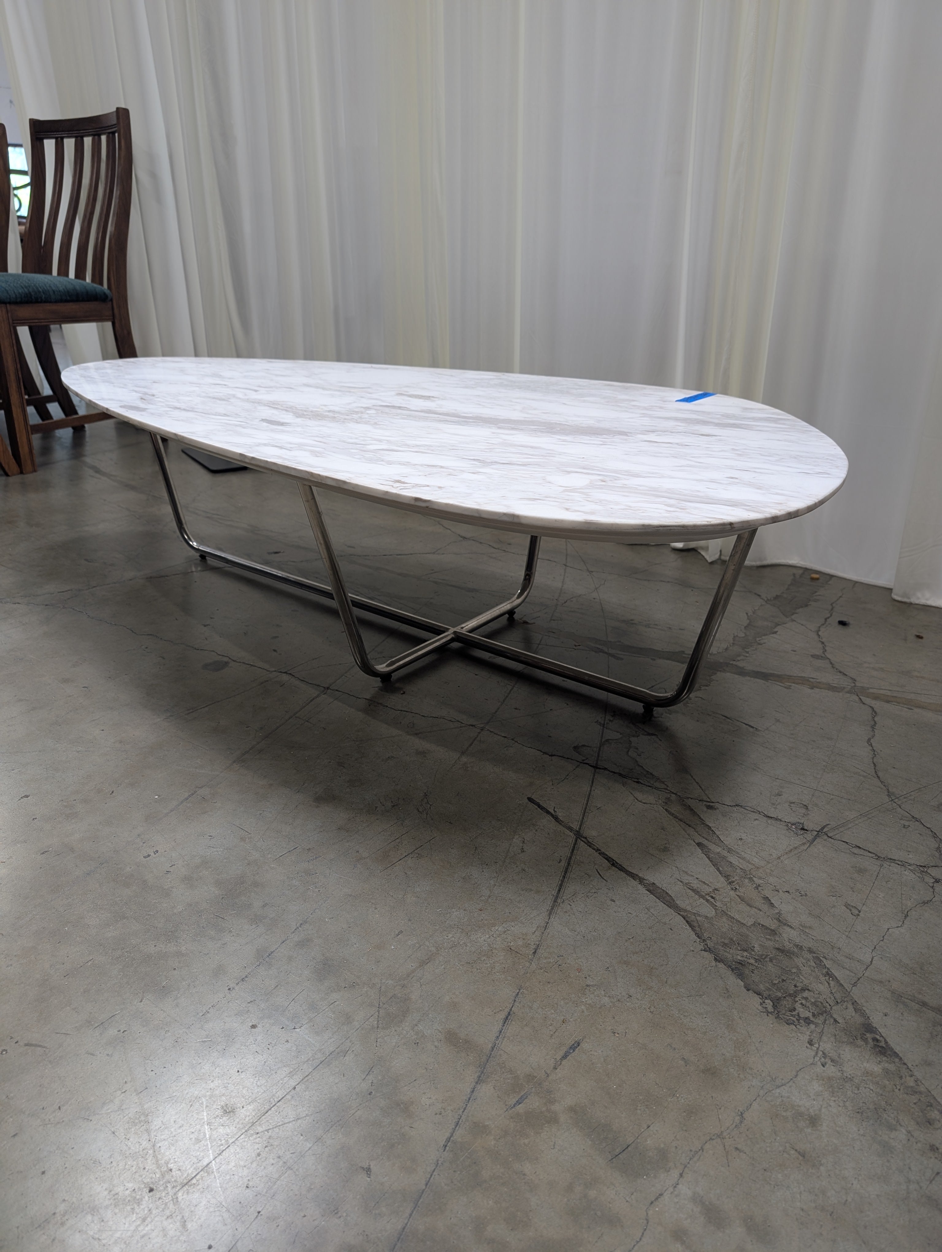 Organic Shape Coffee Table with Faux Marble Top