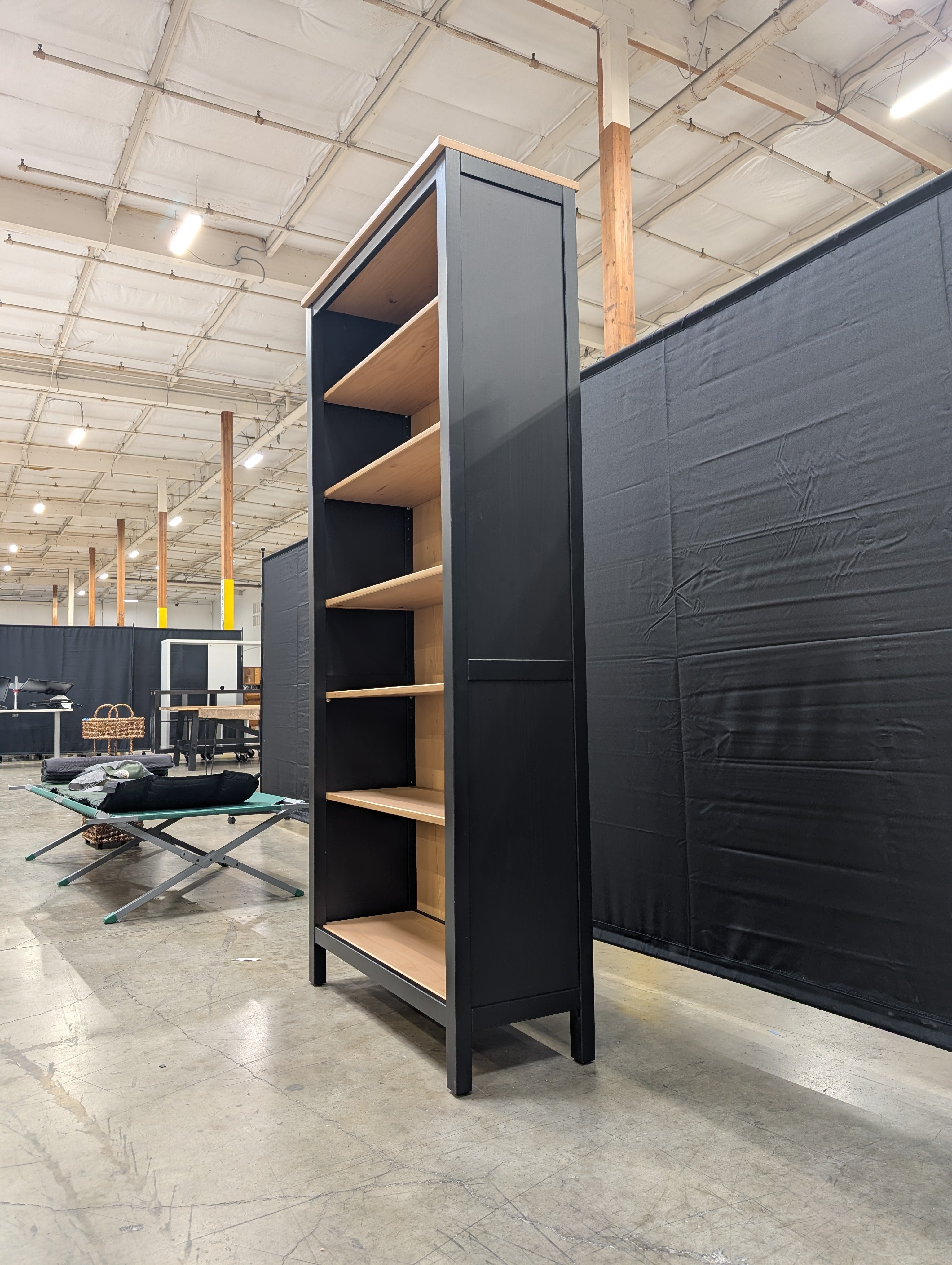 IKEA HEMNES Classic Black-Brown Shelving Unit with Light Wood Interior