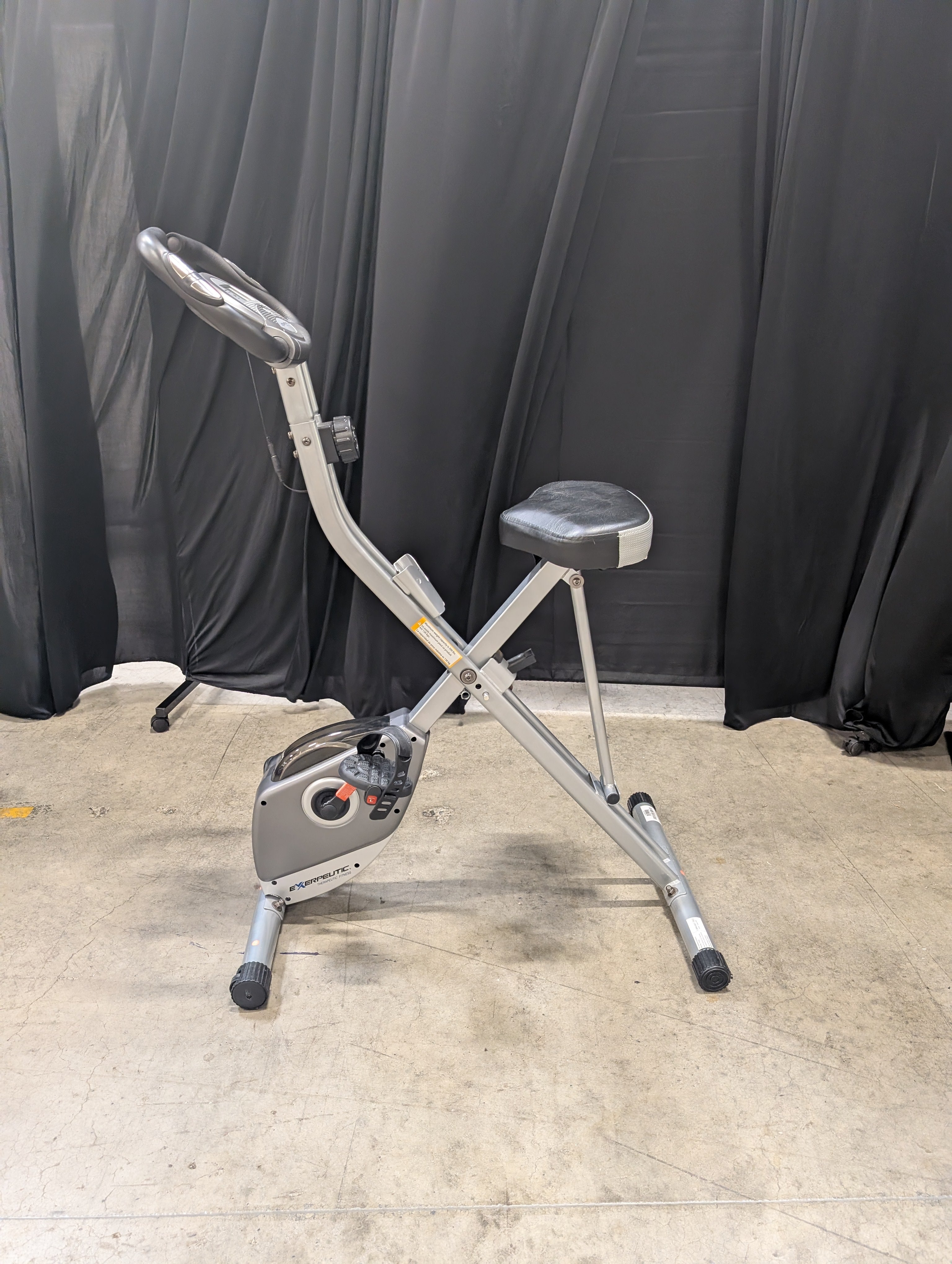 Compact Gray Folding Stationary Bicycle