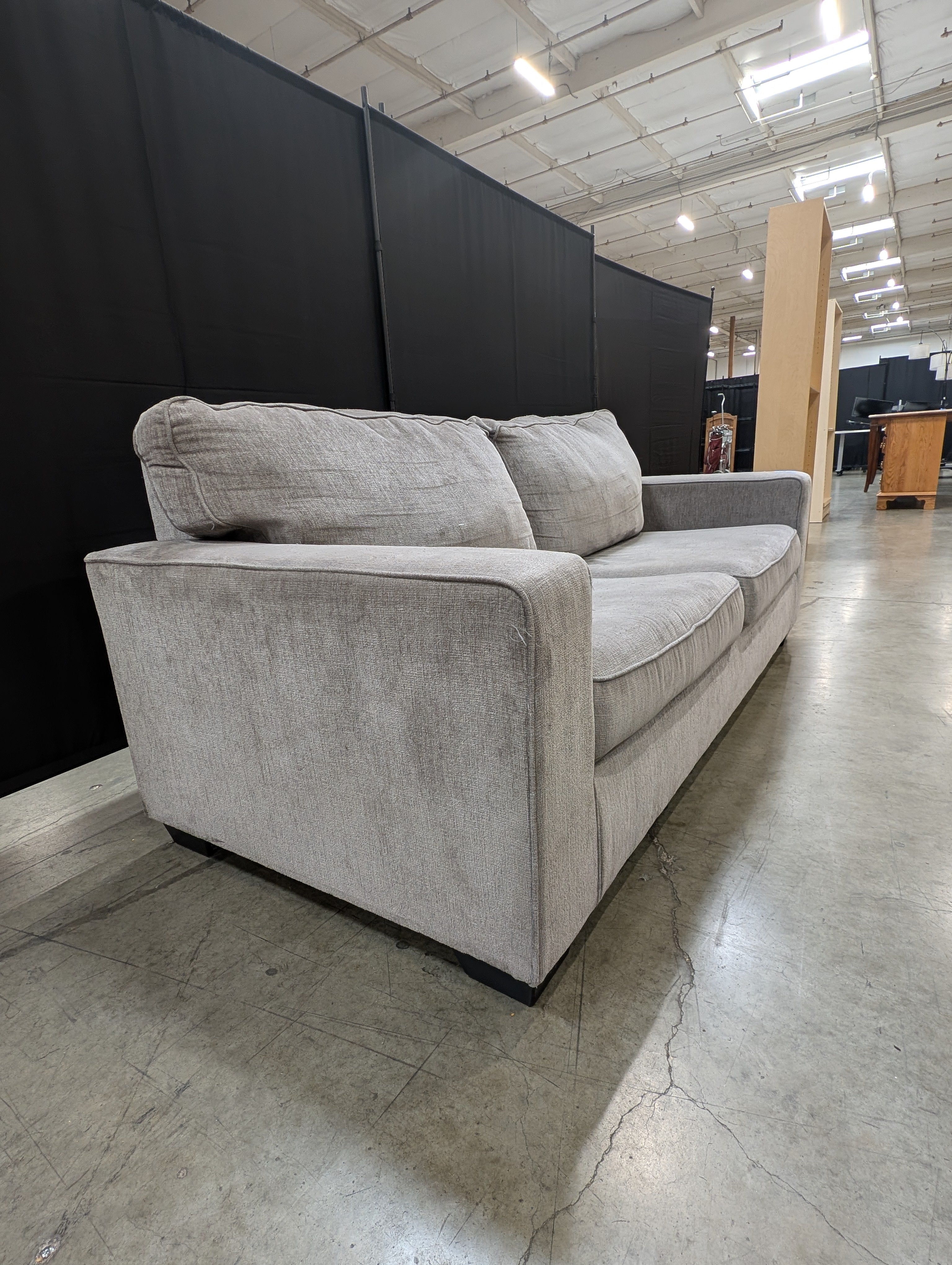Contemporary Light Grey Fabric Two-Seater Sofa