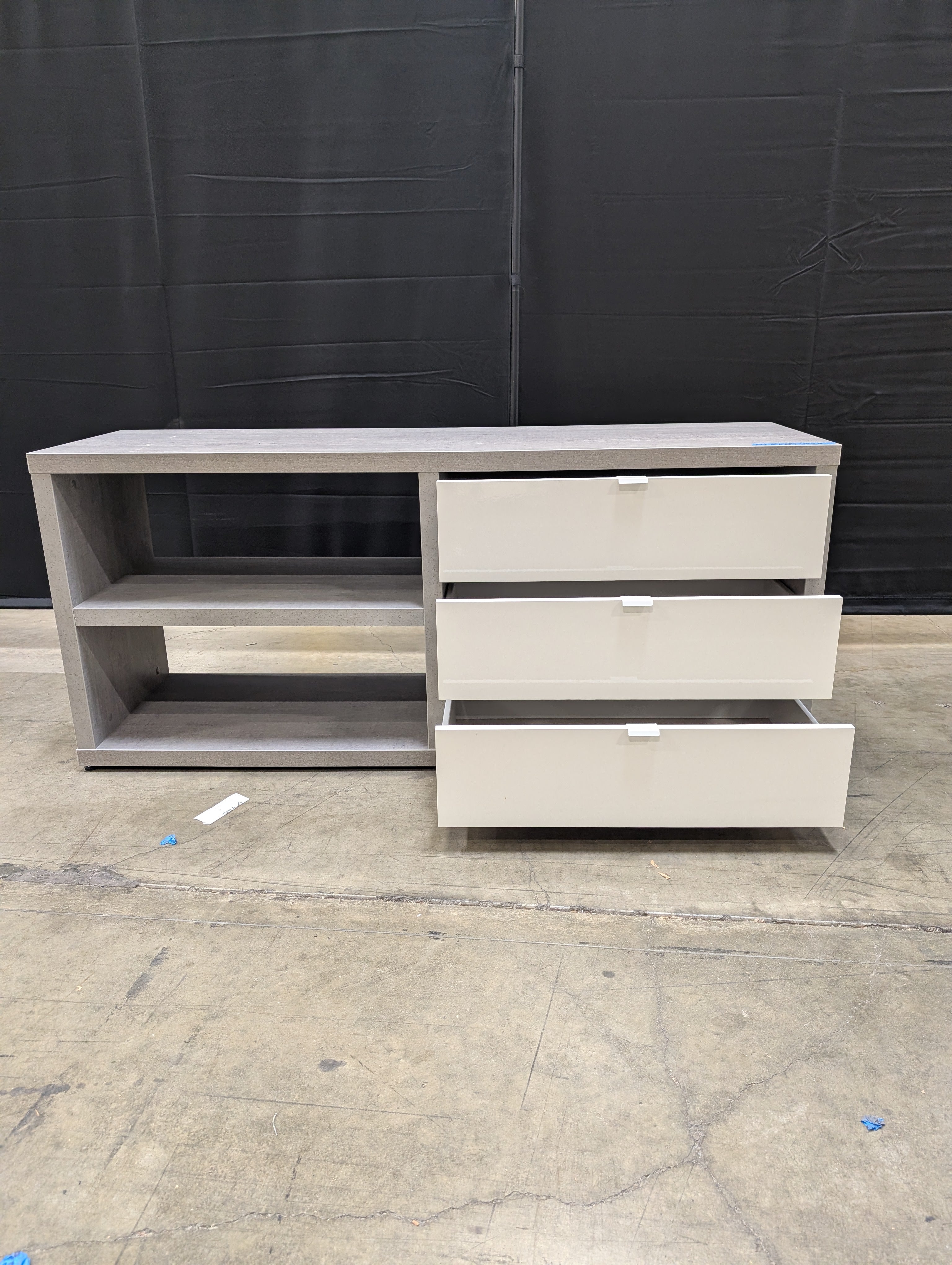 Modern Grey and Cream Three-Drawer TV Stand