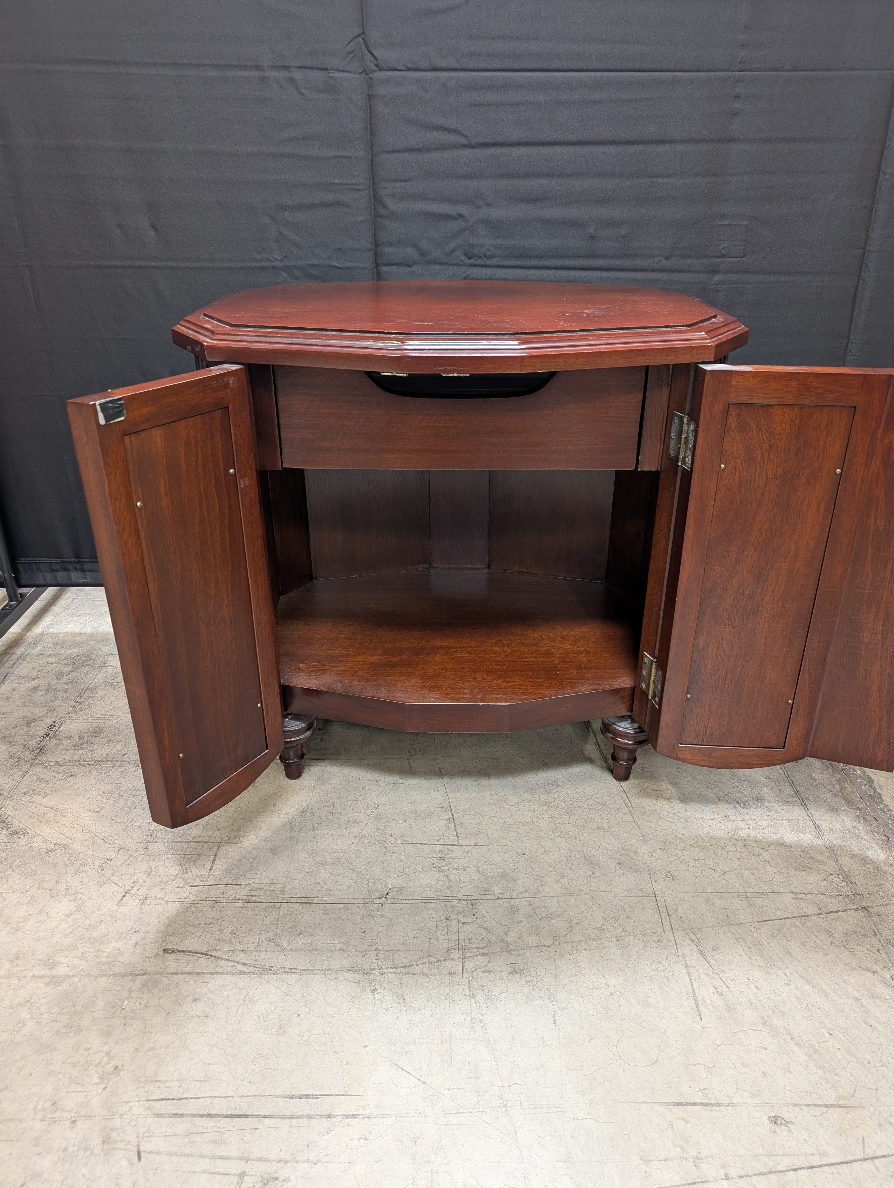 Octagonal Dark Wood REED WARREN Accent Cabinet with Carved Panels
