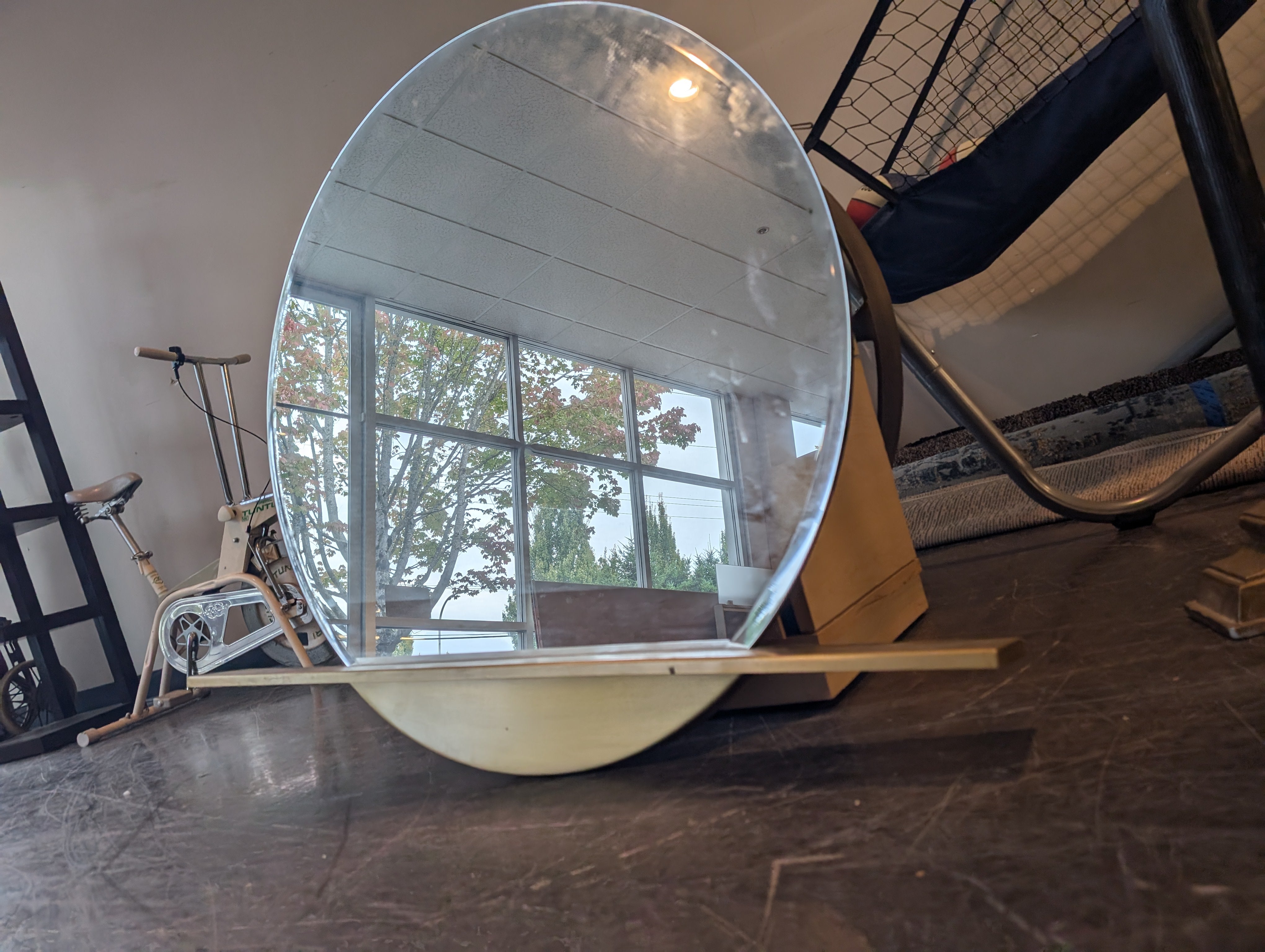 Large Round Wall Mirror Gold Tone Frame