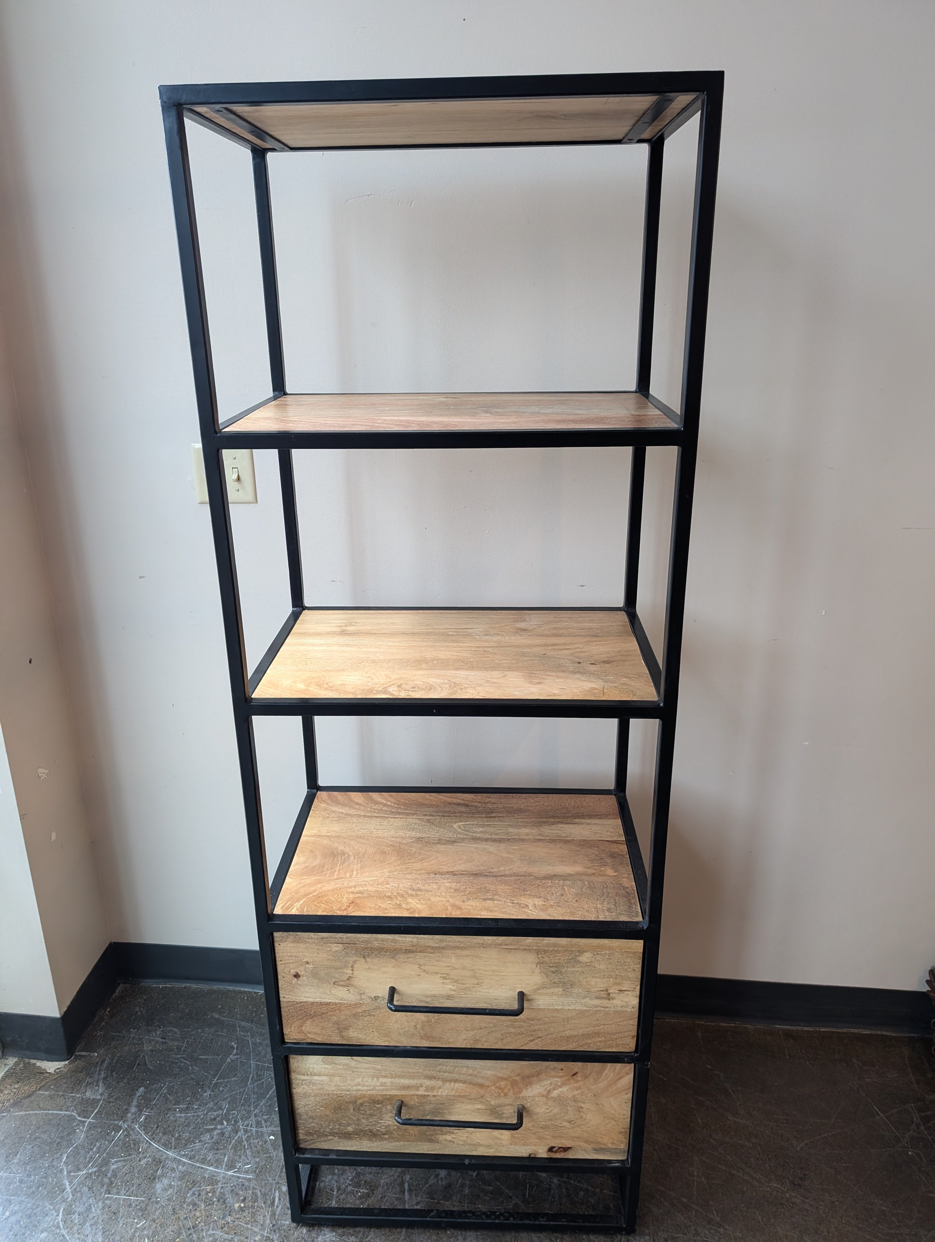 KDT Industrial Wood & Metal Storage Shelf with Drawers