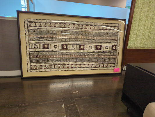 Large Hawaiian Tapa in Frame