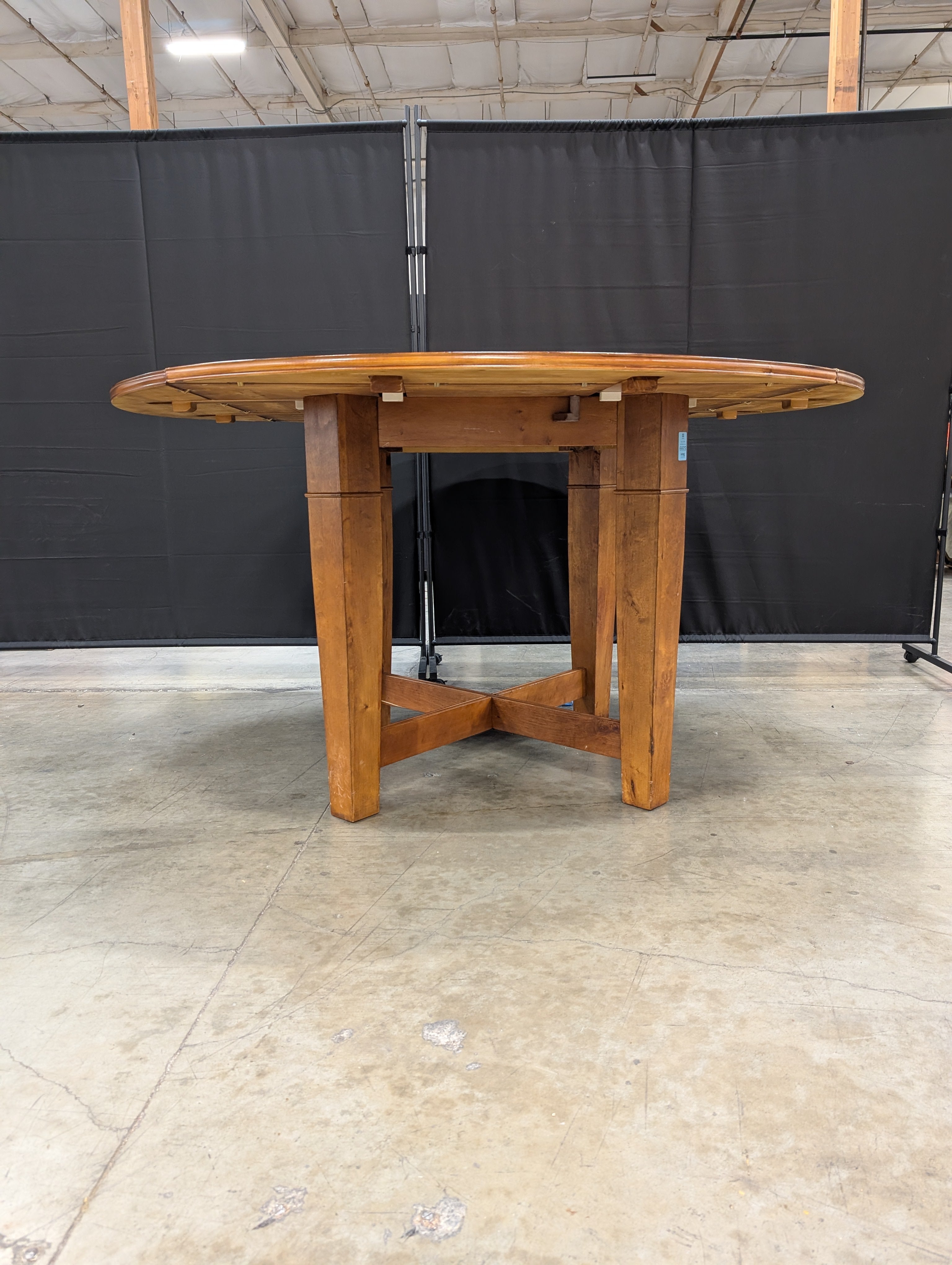 Cherry Finish Wood Dining Table with Round Granite TurnTable