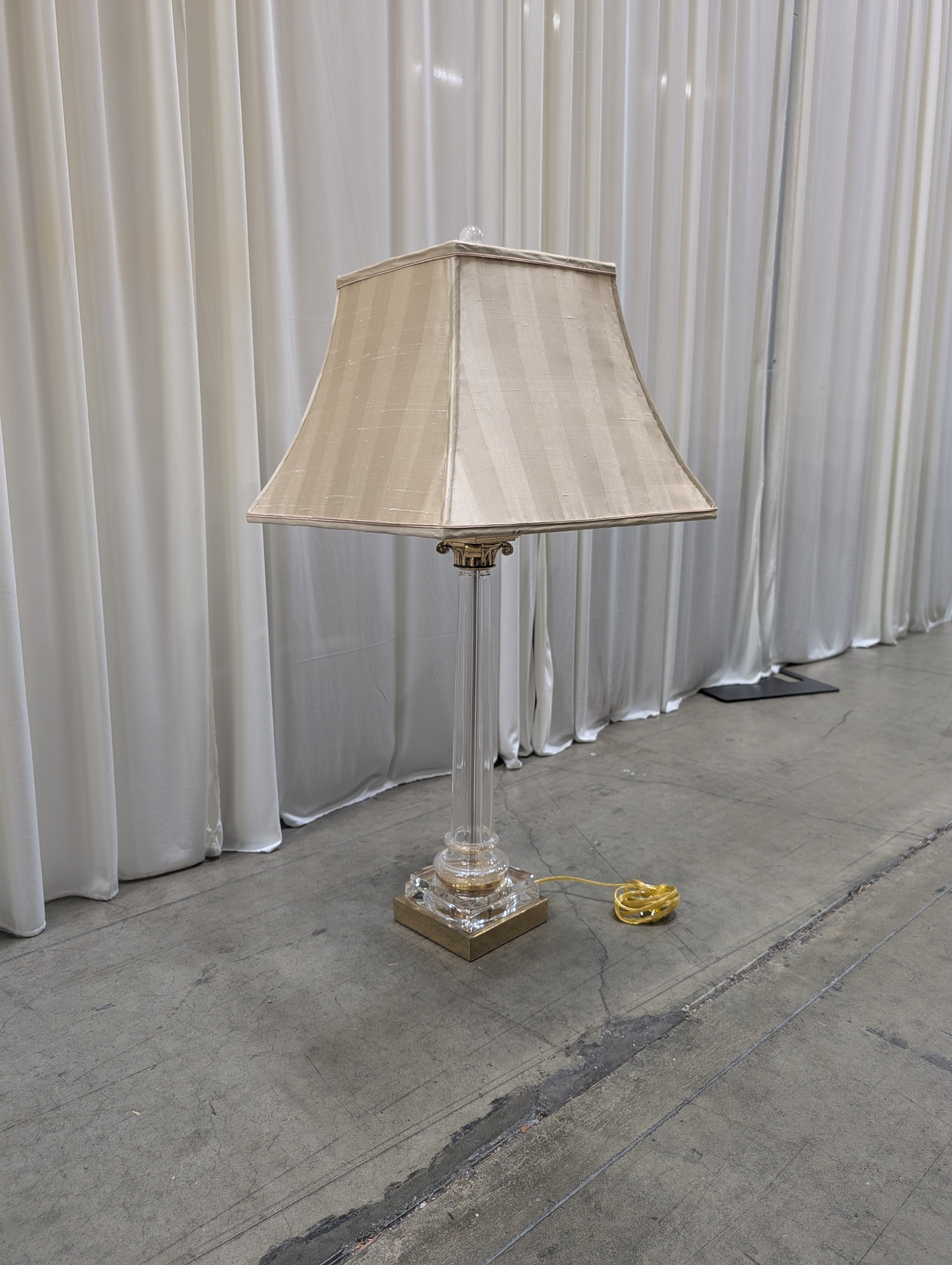 Clear Acrylic Column Table Lamp with Striped Shade