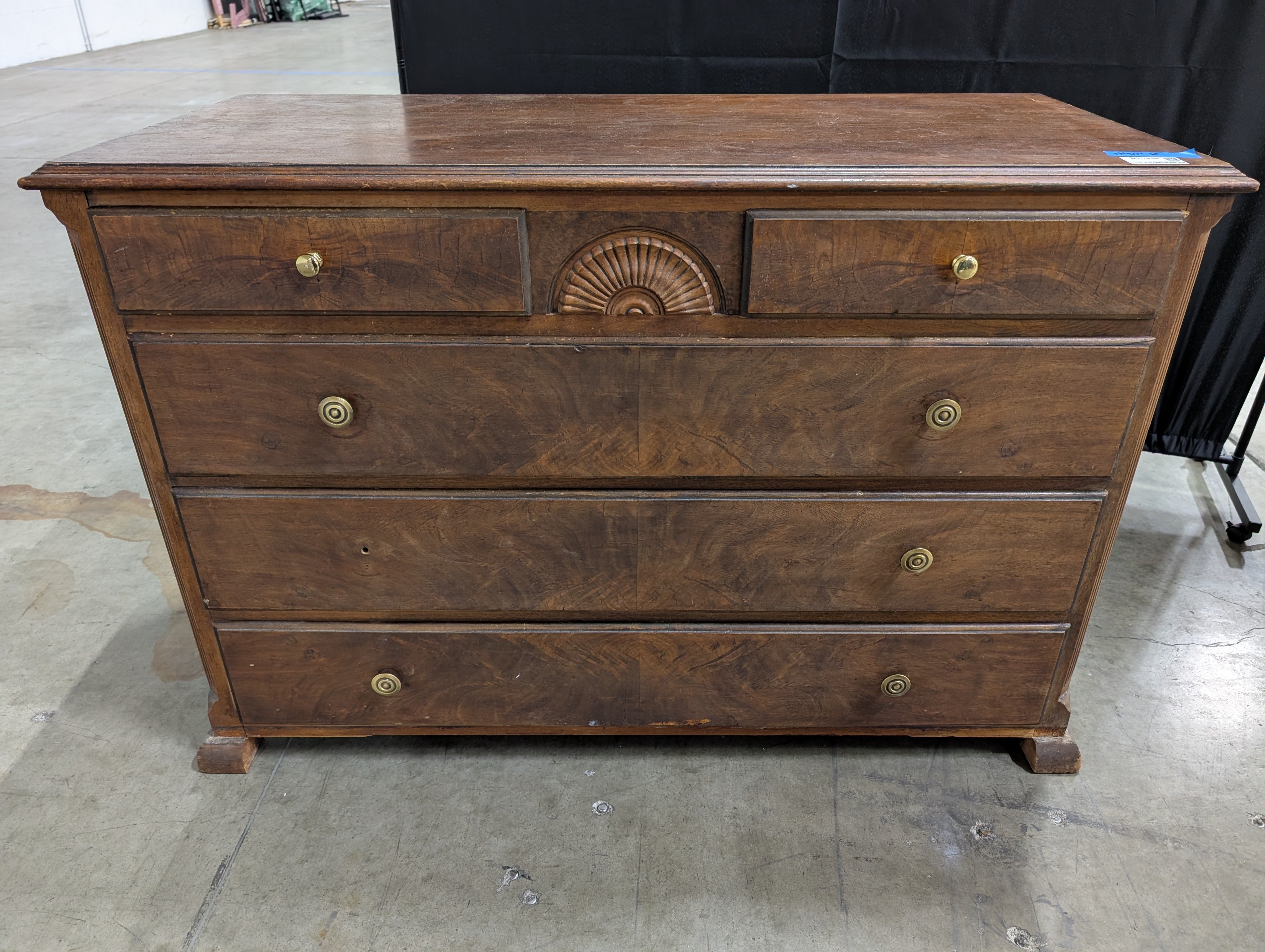 Vintage Solid Wood Chest of Drawers with Carved Detail