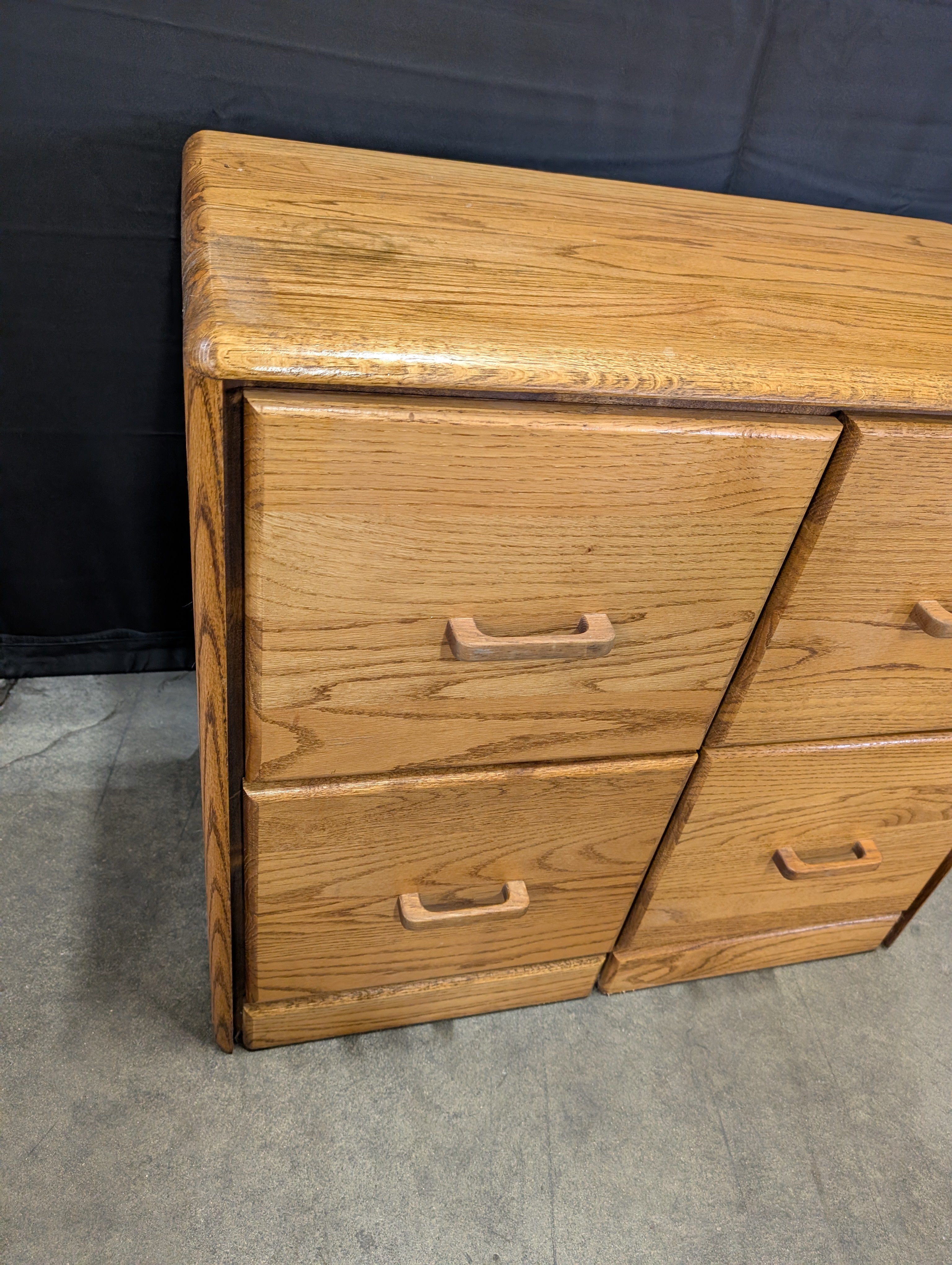 Castle MFG. Oak Finish Four-Drawer Storage Cabinet