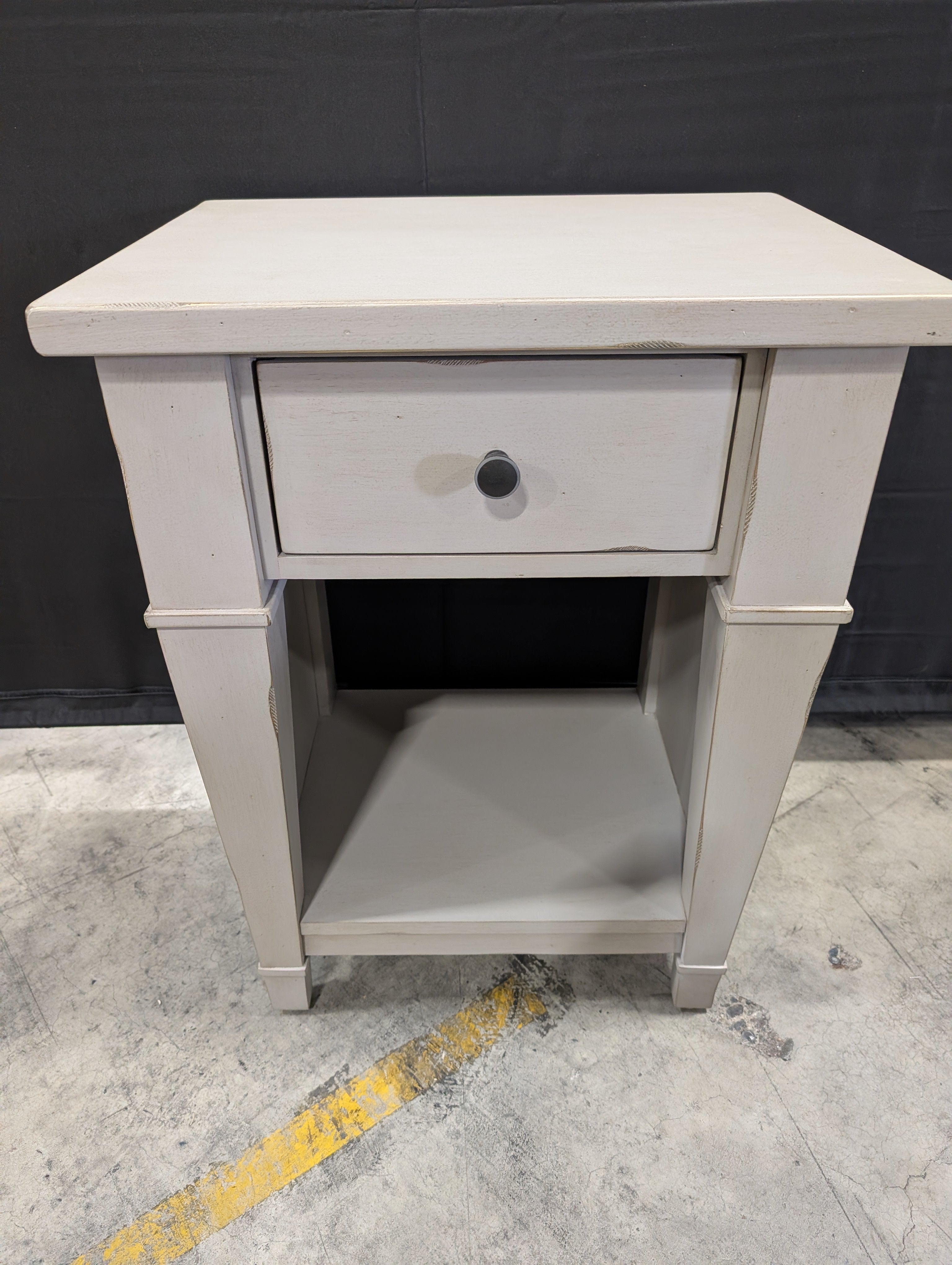 folio21 Grey Wood Nightstand with Drawer and Open Shelf