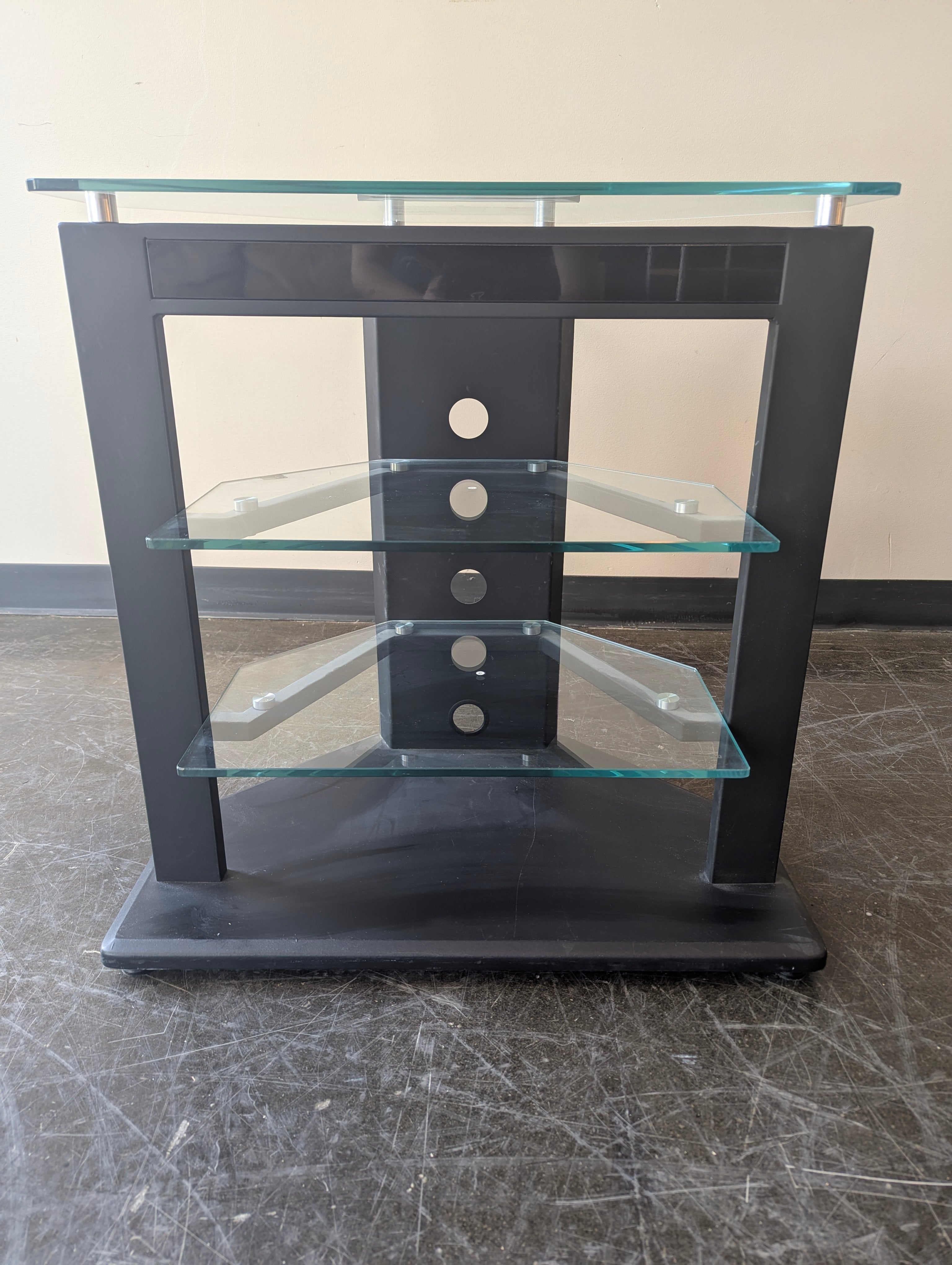Contemporary Corner Glass Media Stand
