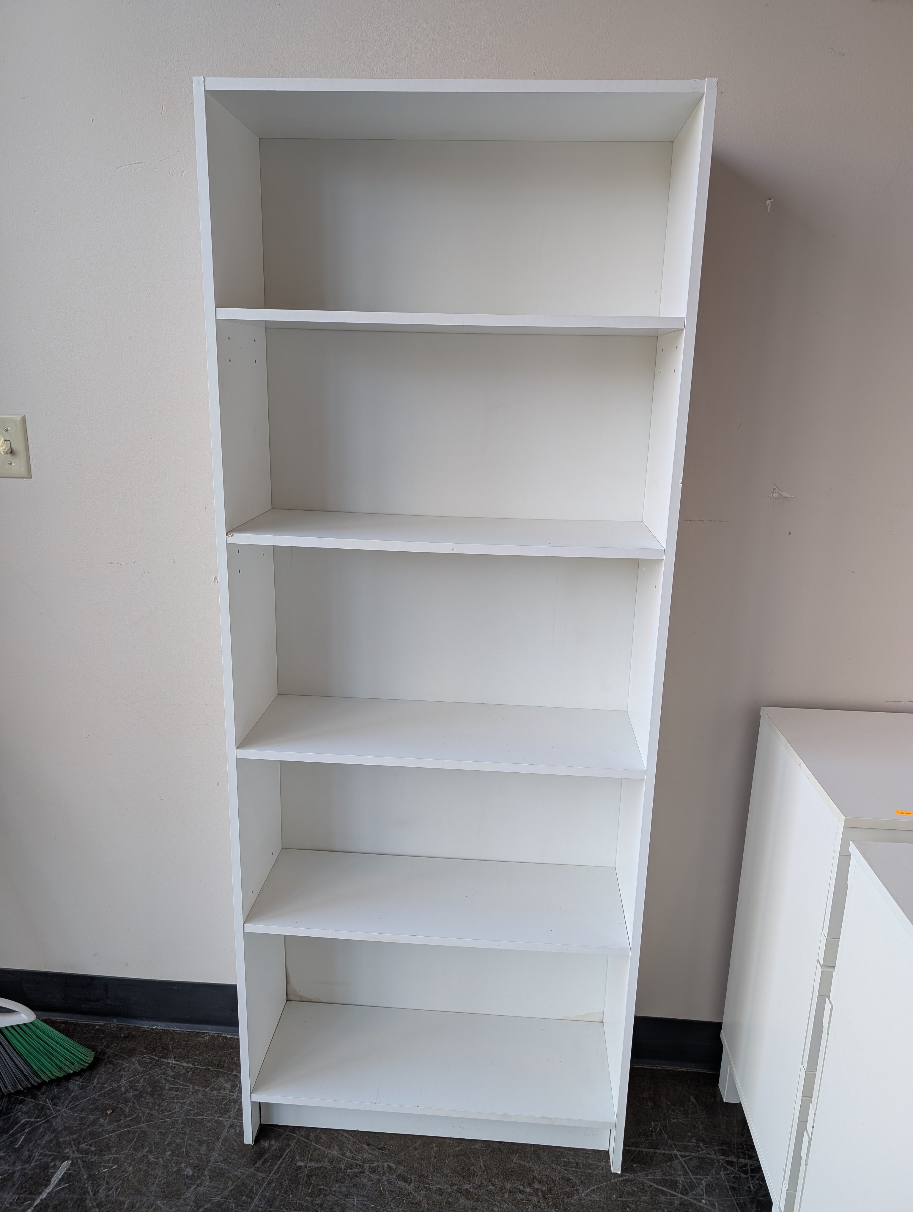 White Five-Shelf Storage Bookcase