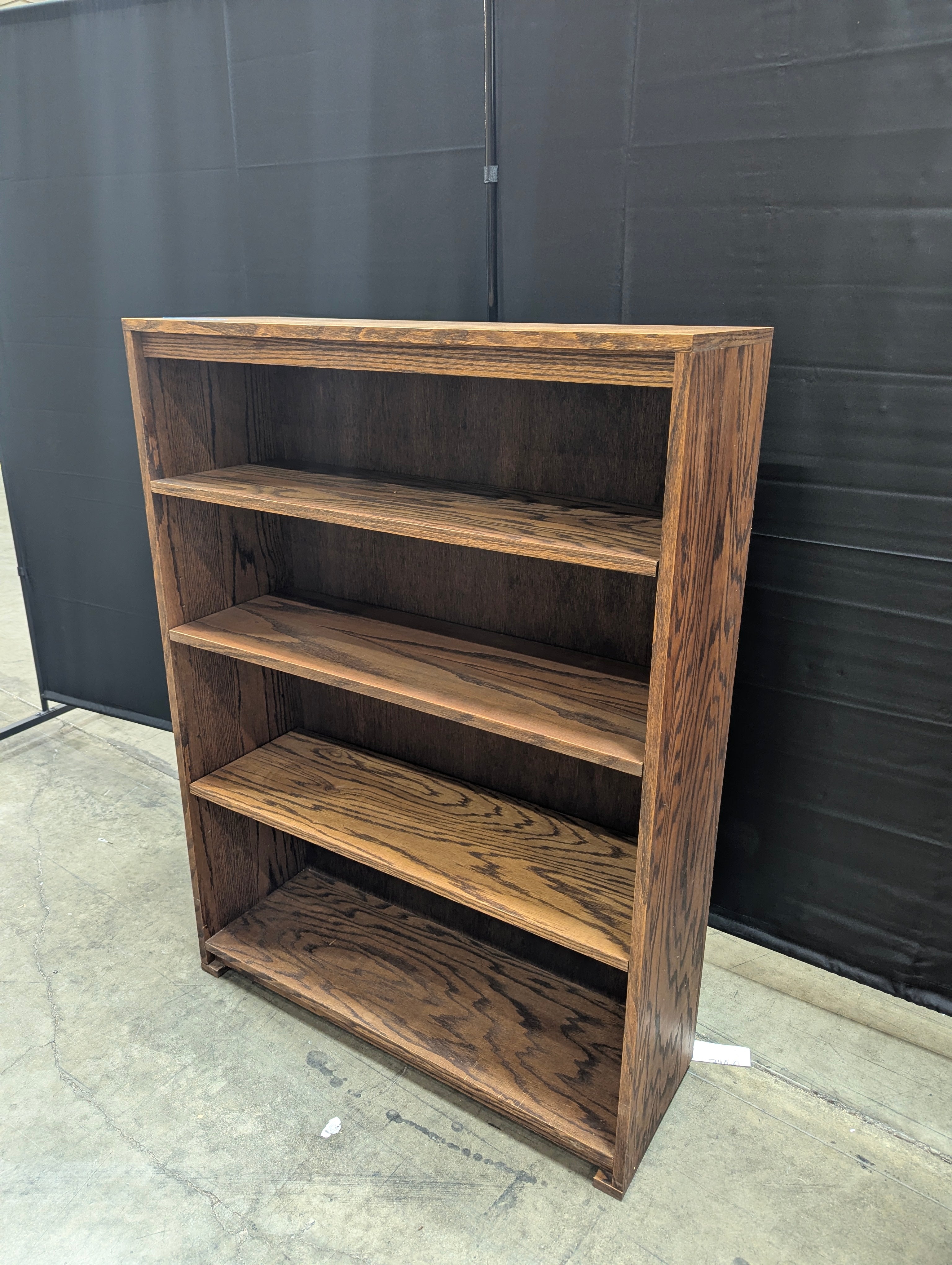 Brown Stained Wood Four-Shelf Bookcase