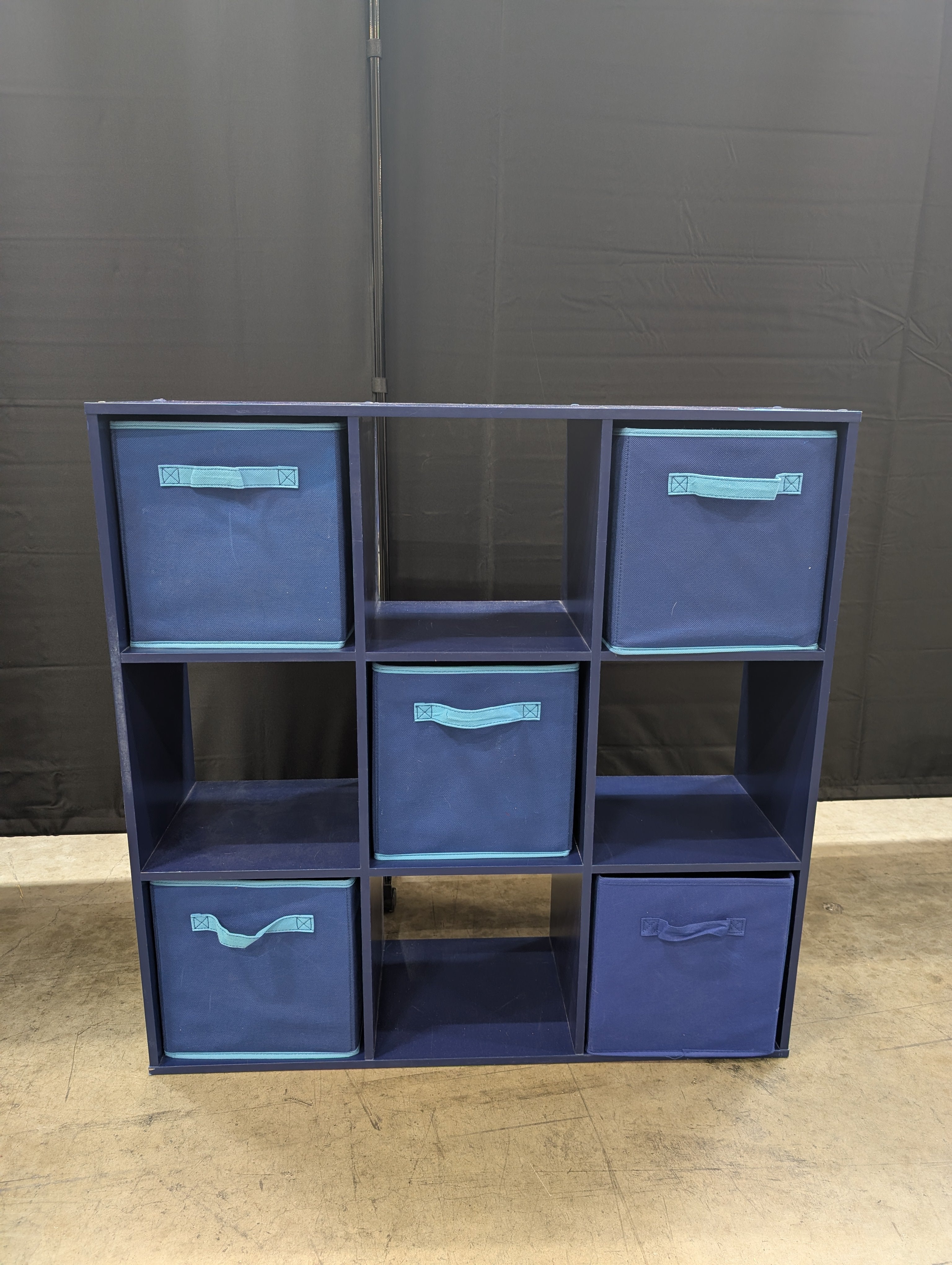 Versatile Blue 6-Cube Storage Organizer with Fabric Bins