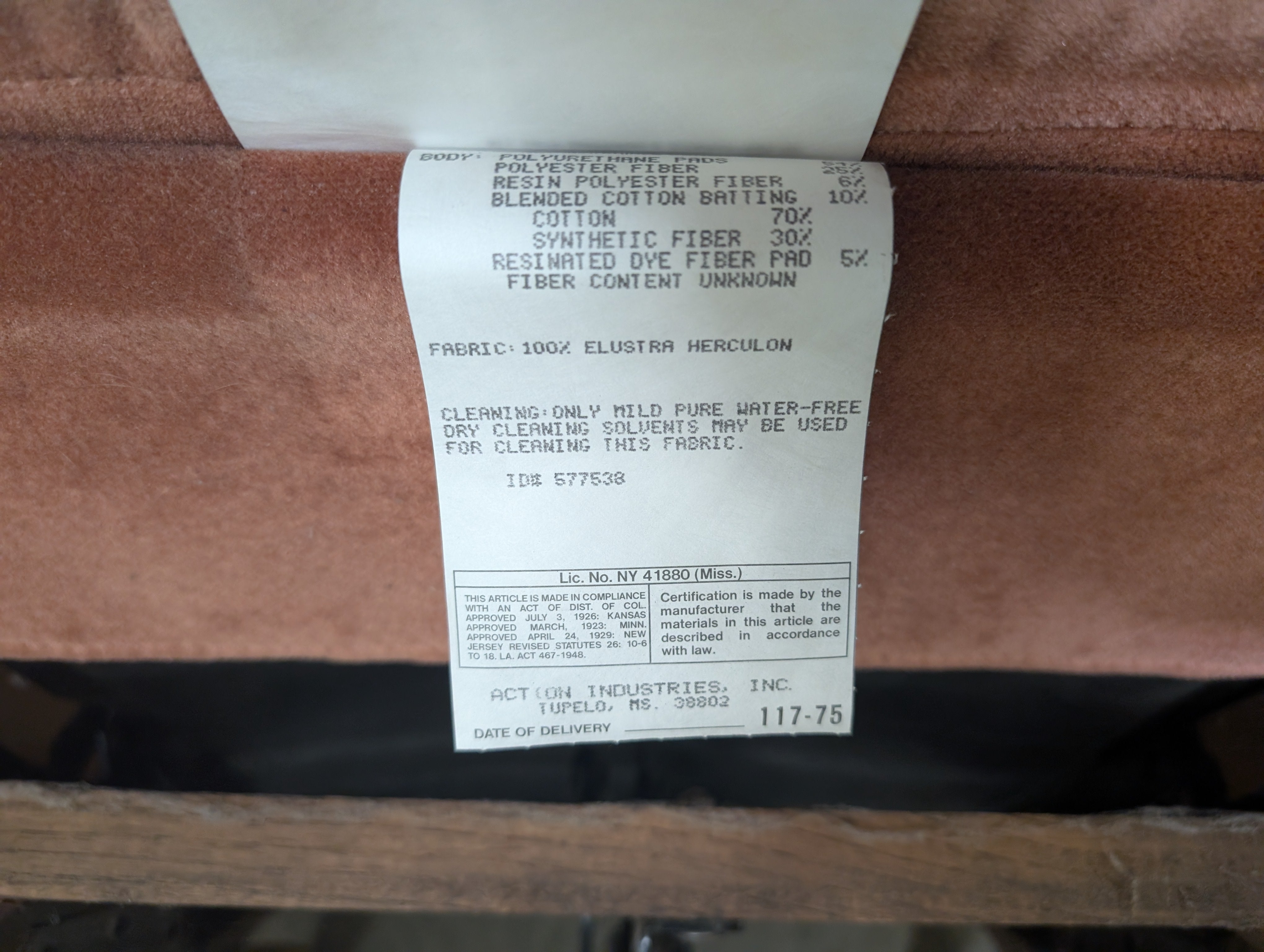 Muted Peach Plush Fabric Recliner