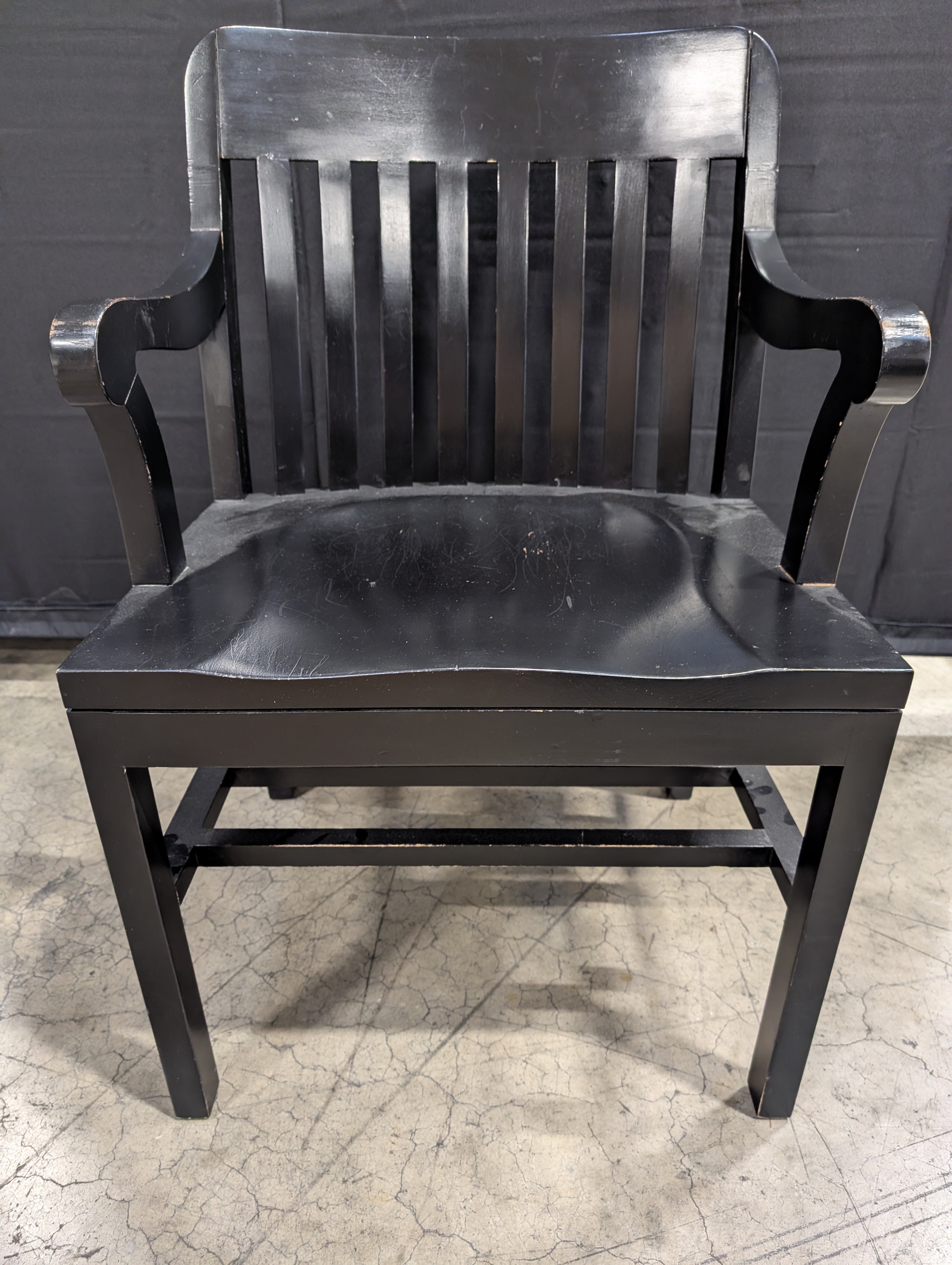 Classic Black Wood Slatted Back Armchair