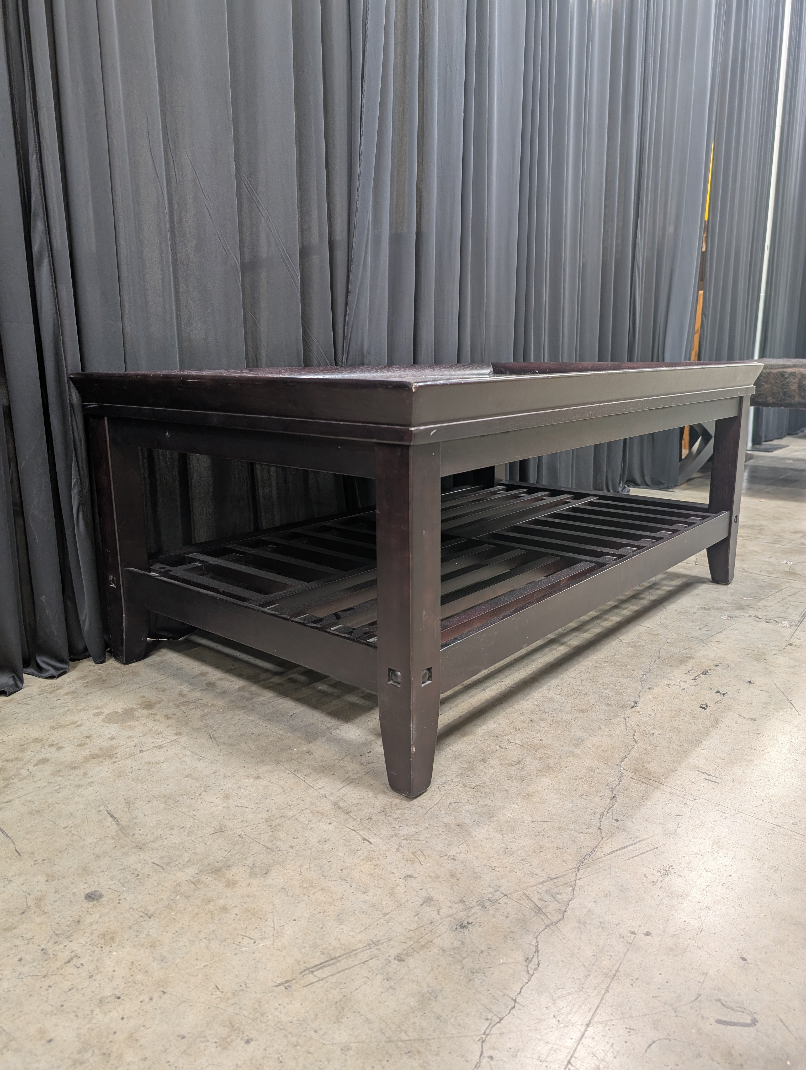 Dark Espresso Wood Coffee Table with Glass Top