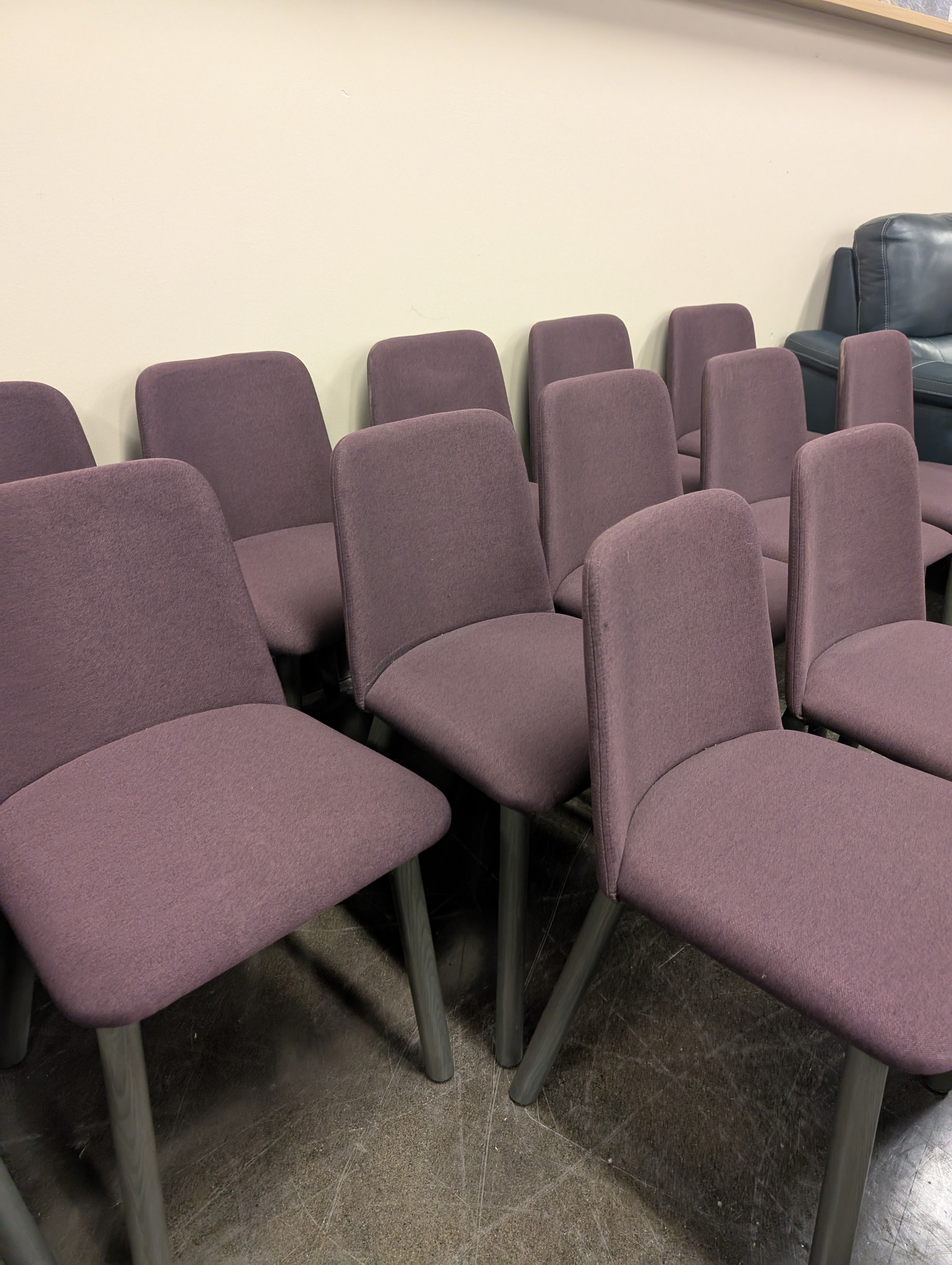 Modern Upholstered Dining Chair with Tapered Wood Legs, Plum Fabric