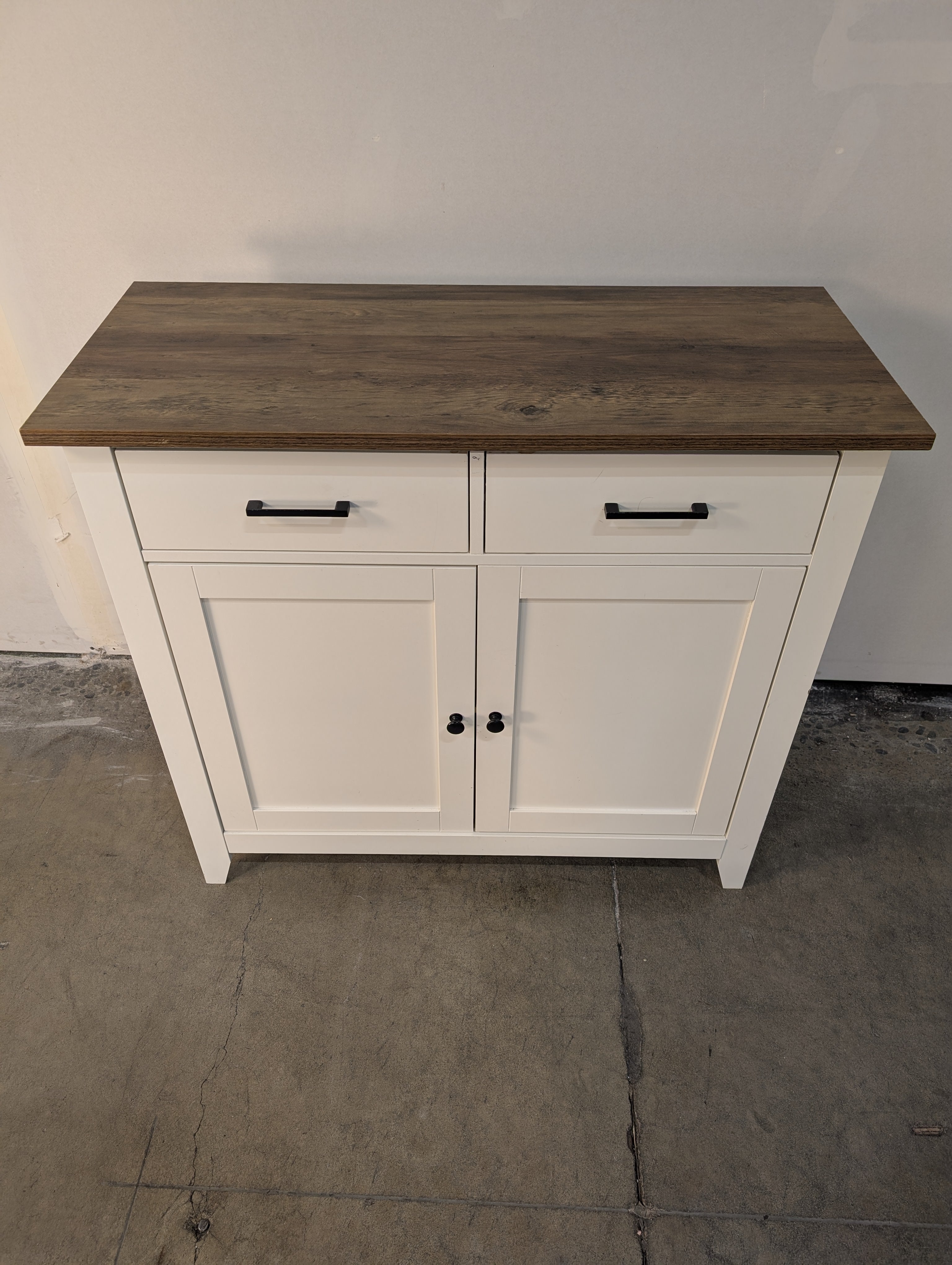 Rustic Wood Top Kitchen Island Storage Cabinet