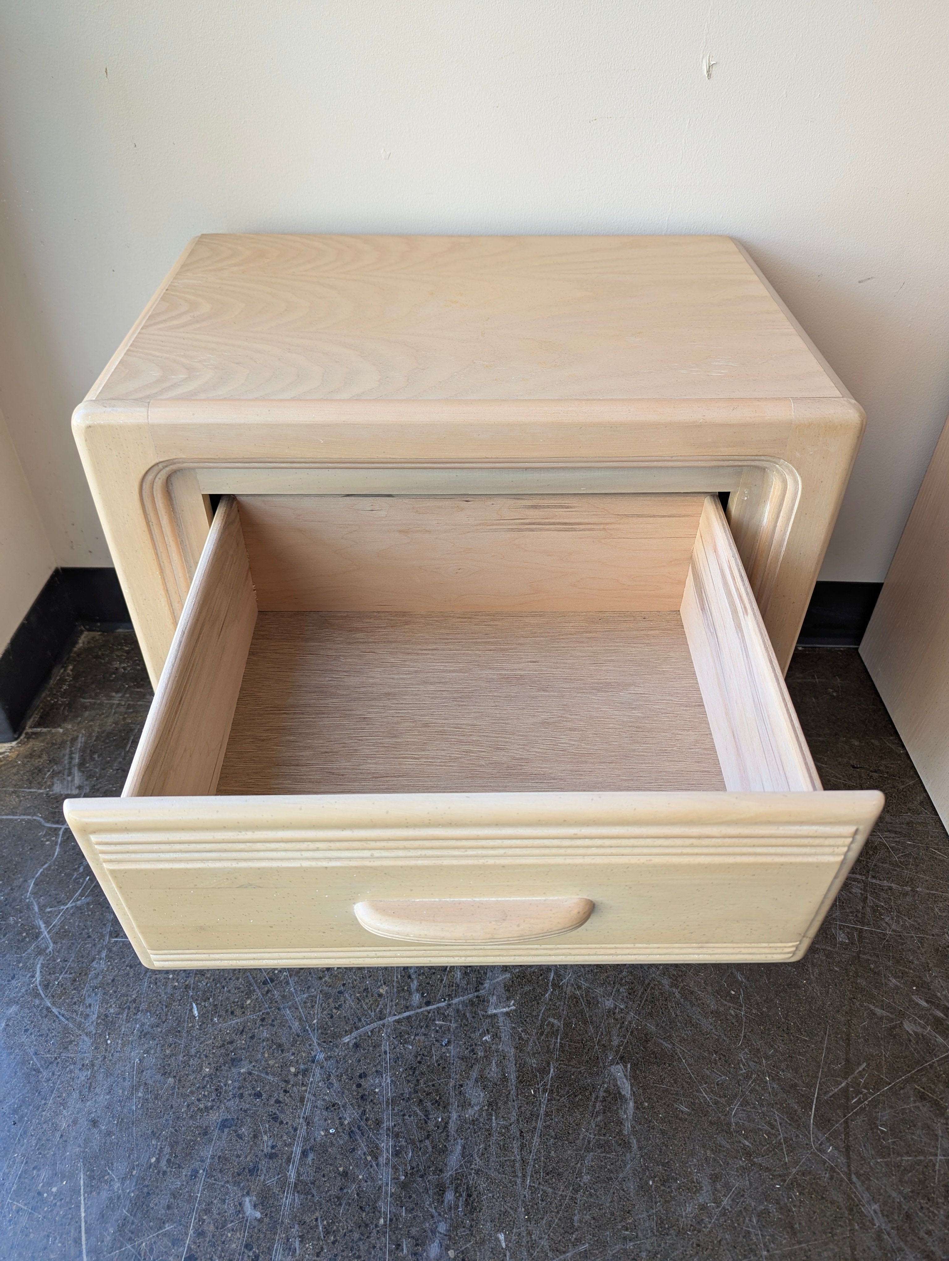 Vintage Light Beige Two-Drawer Nightstand