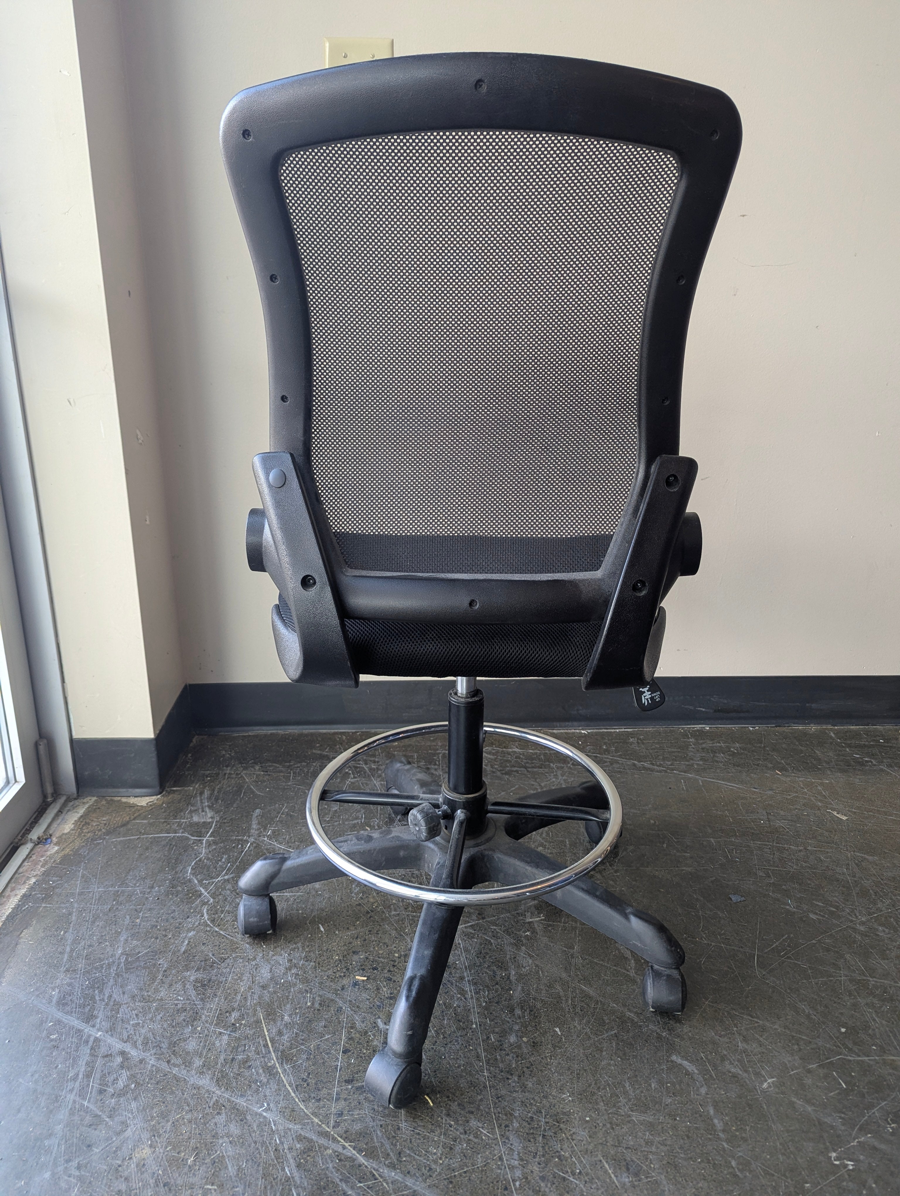 Black Mesh Back Drafting Office Chair with Foot Ring
