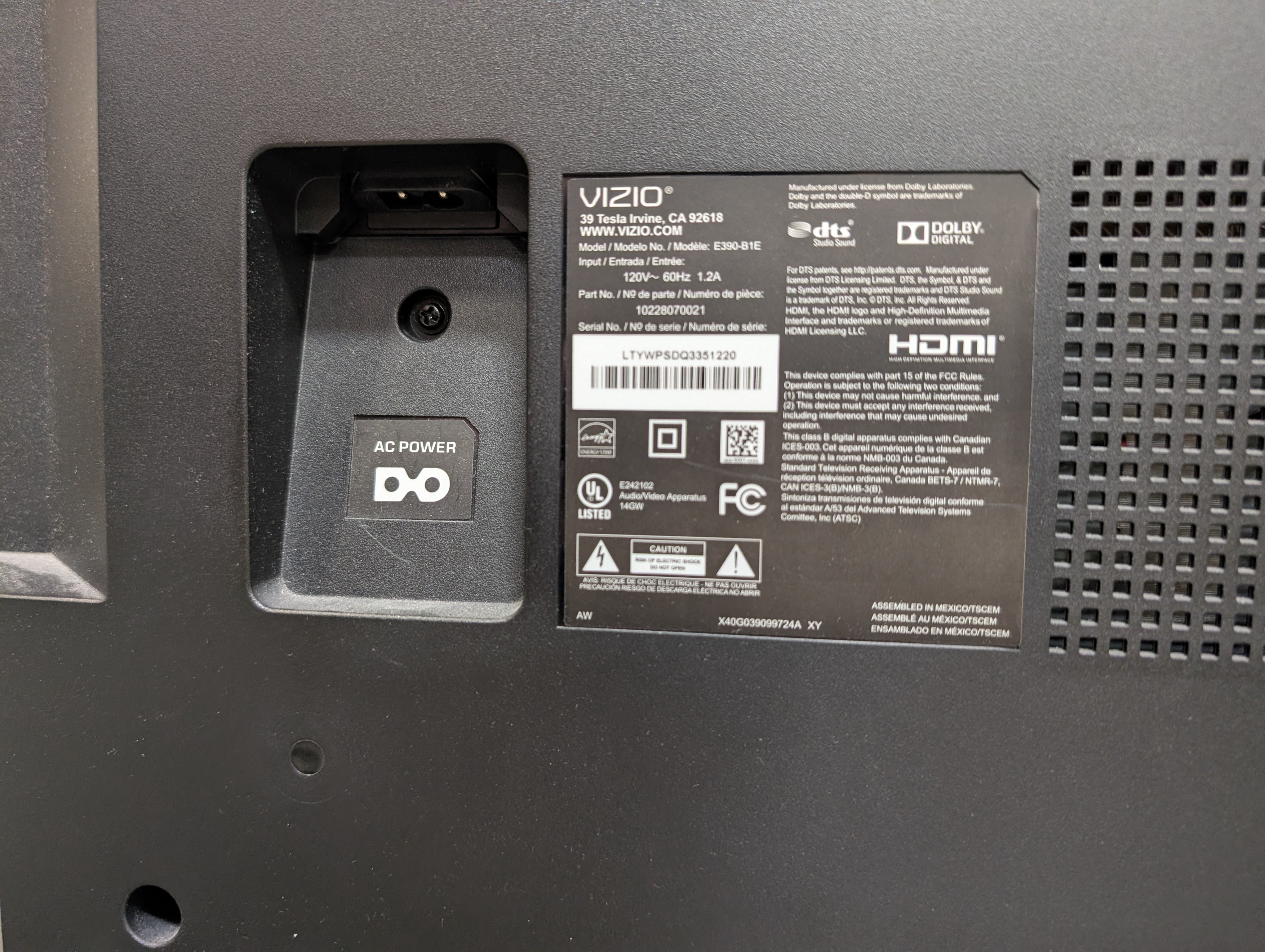 Black Flat Screen VIZIO TV with Stand