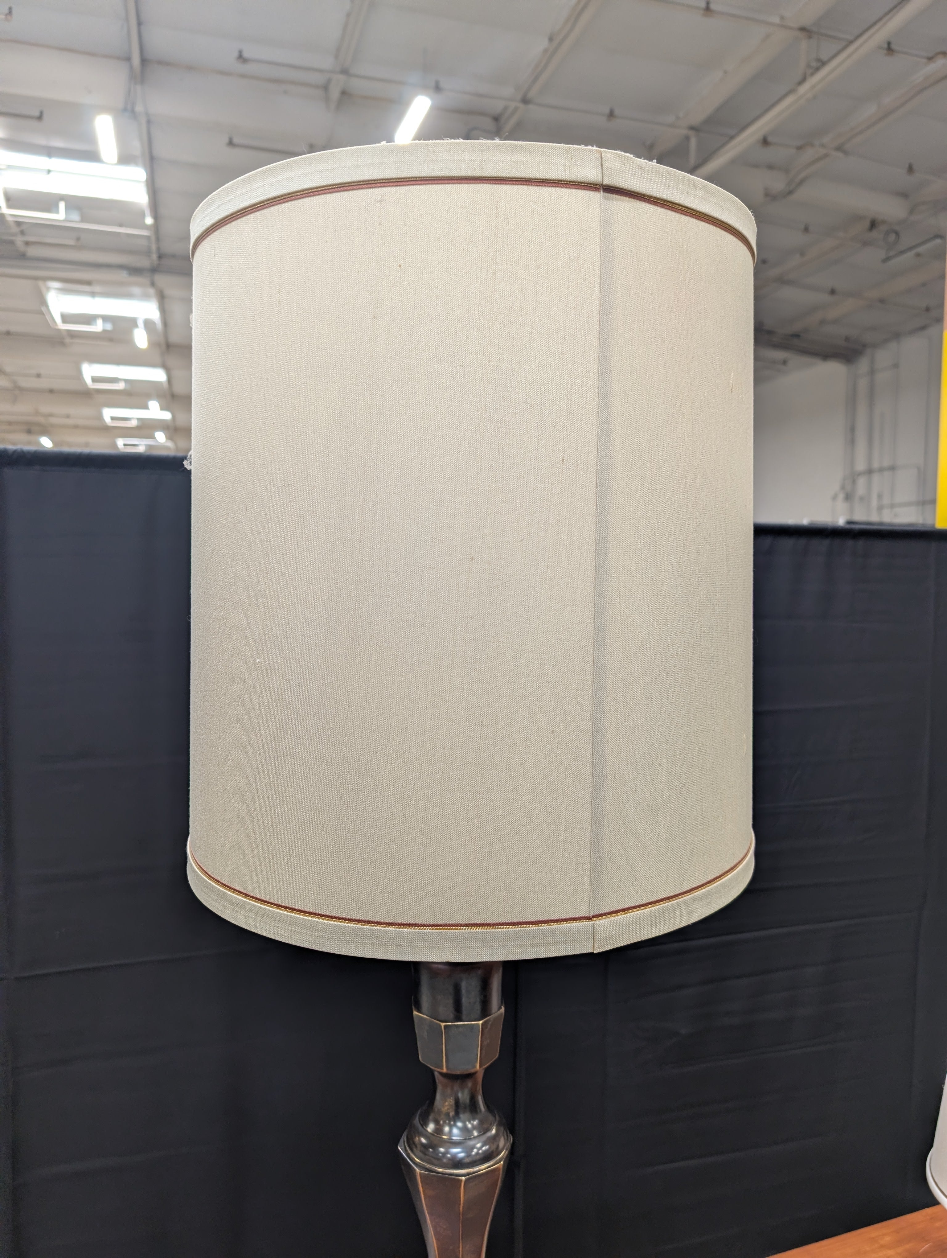 Traditional Dark Tone Table Lamp with Cream Drum Shade
