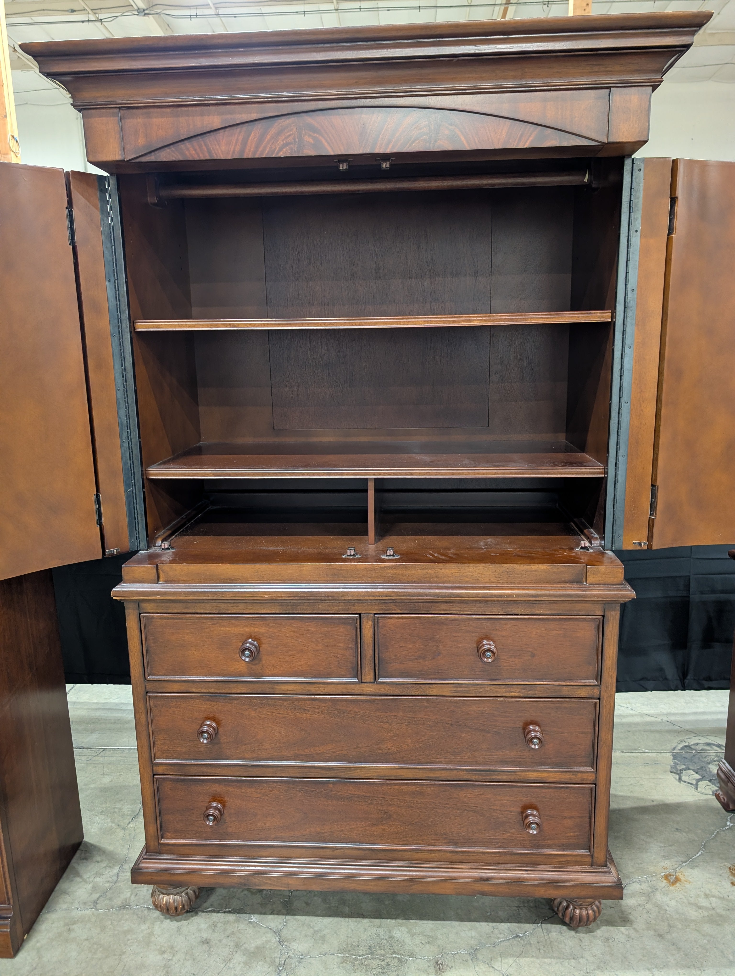 Traditional Dark Hardwood Armoire Dresser Combo