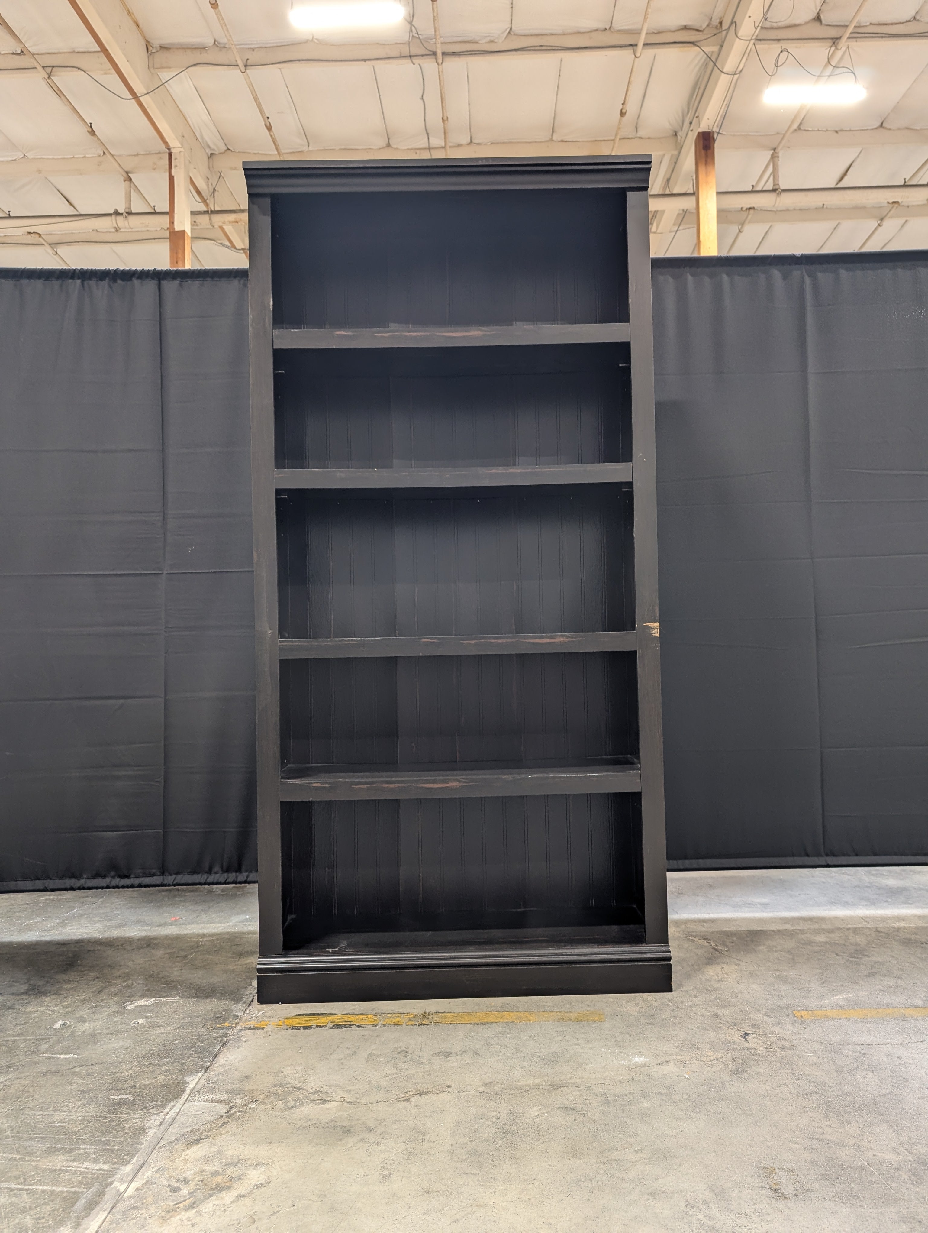 Tall Dark Wood Finish Multi-Shelf Bookcase Storage Unit