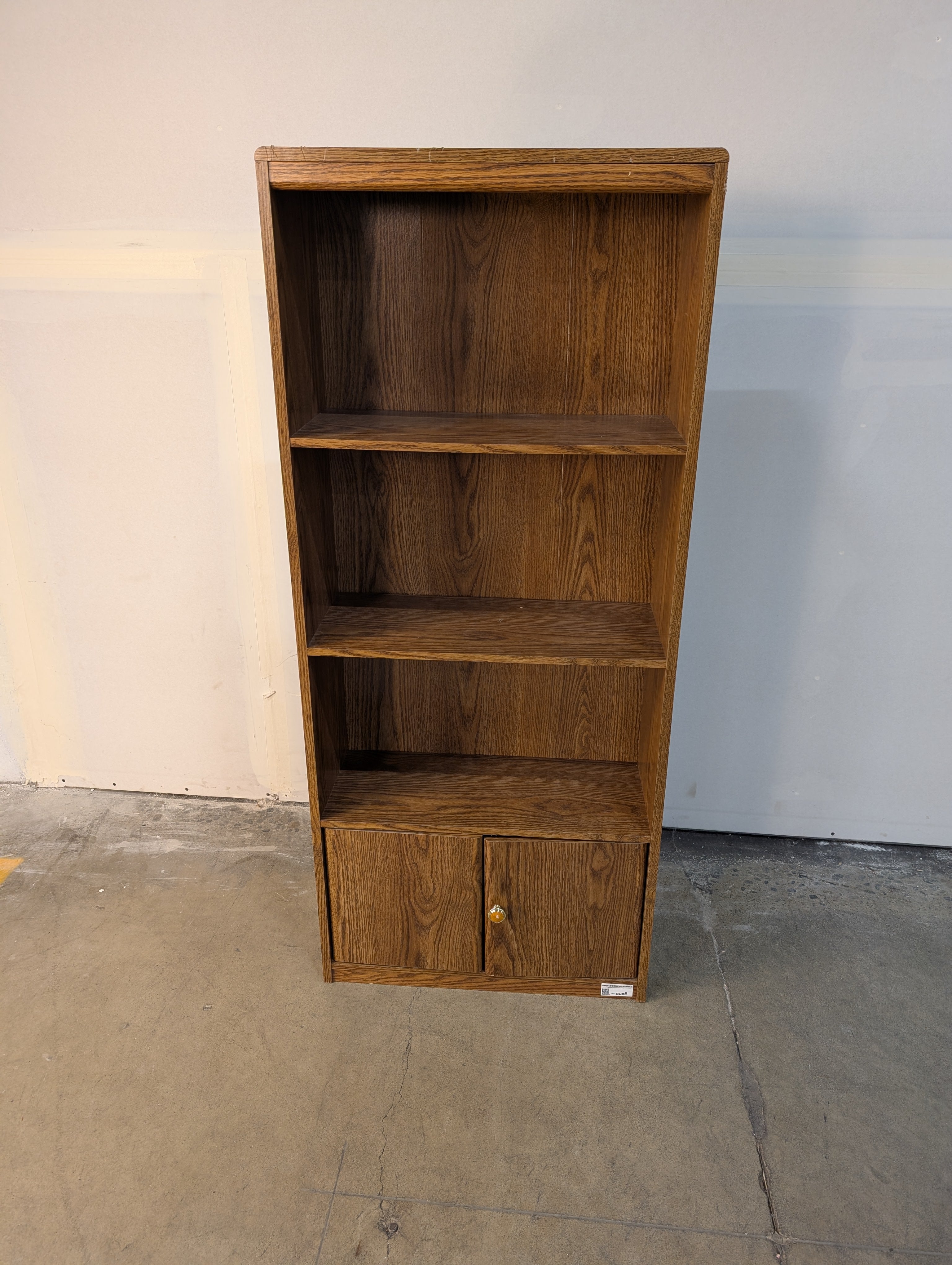 Rustic Oak Wood Bookcase with Storage