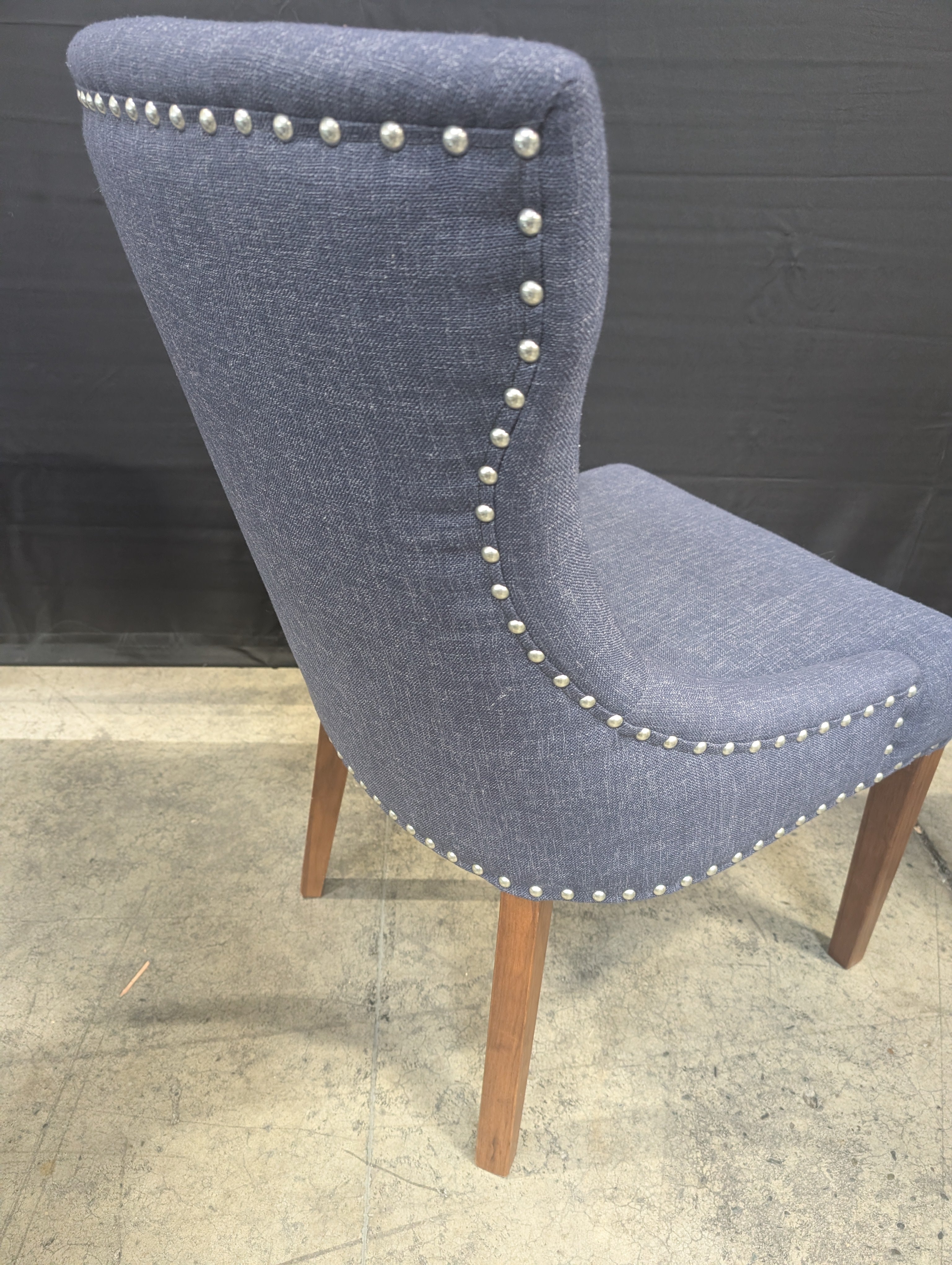 Jonathan Adler Happy Chic Navy Blue High-Back Tufted Accent Chair