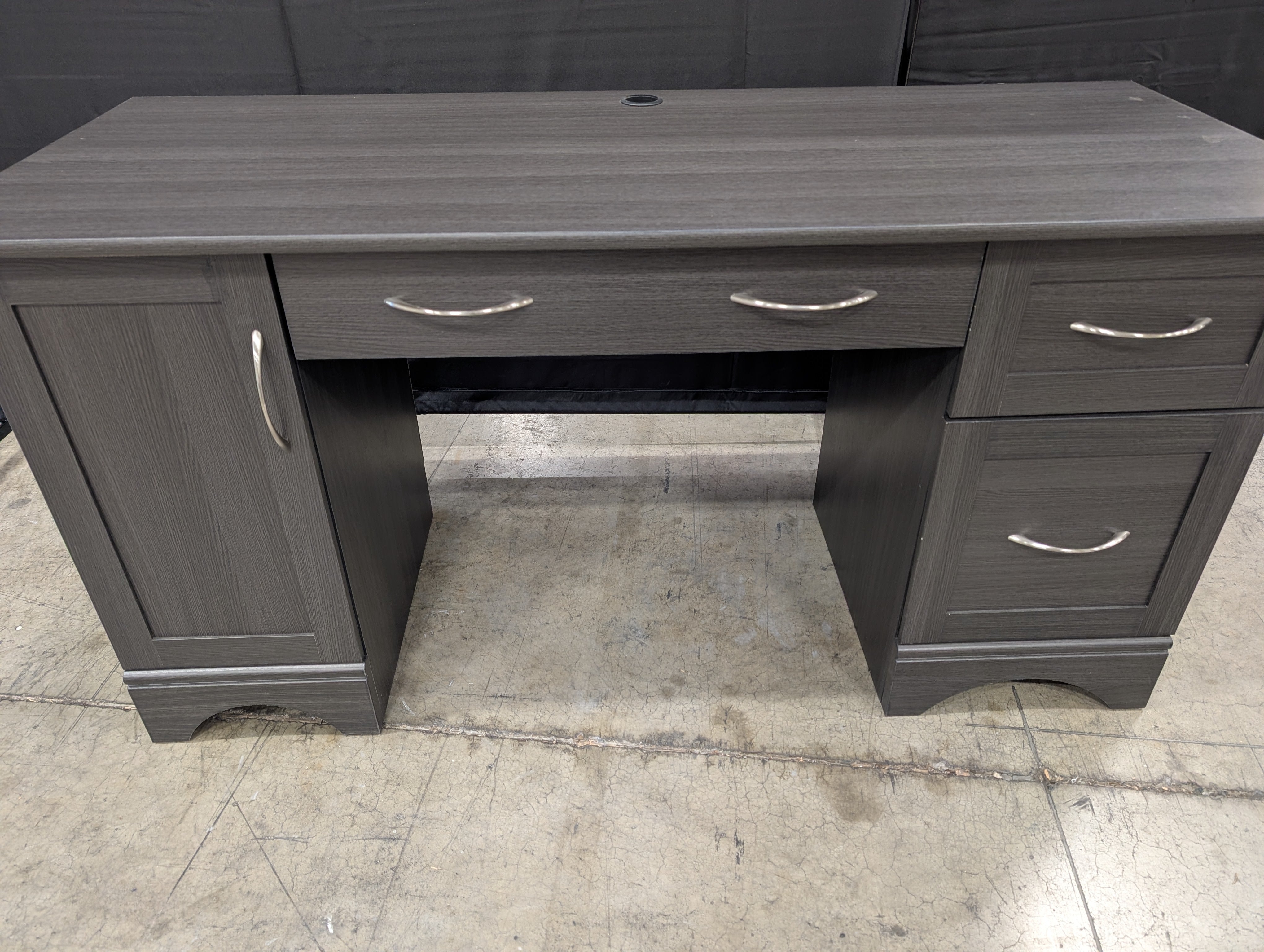 Dark Brown Wood-Look Office Desk with Storage Drawers