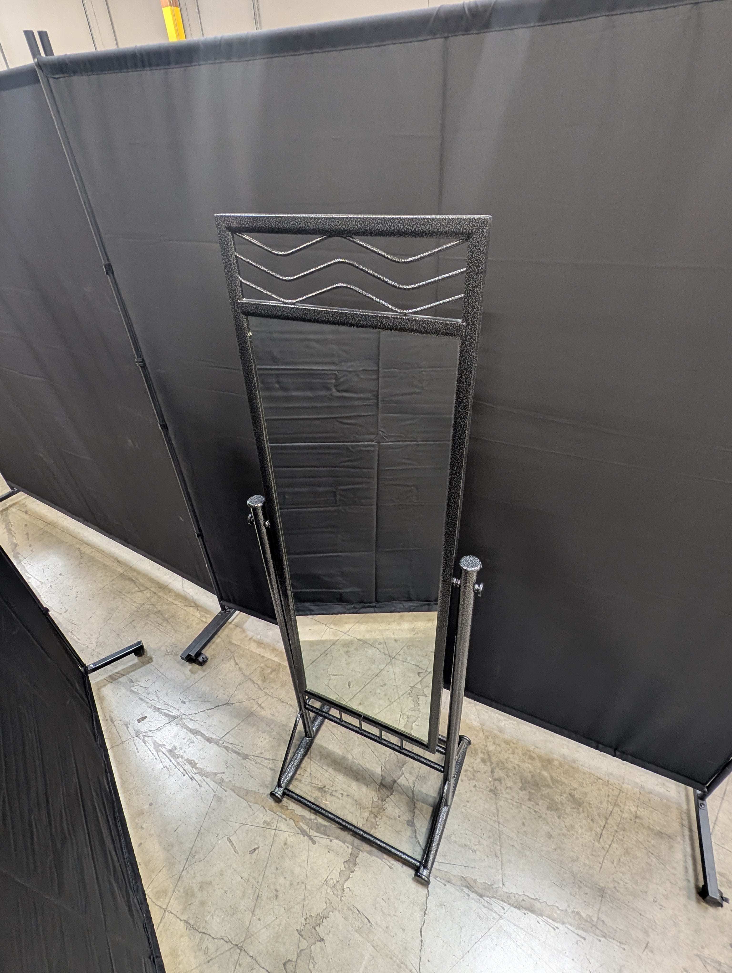 Metal Freestanding Full-Length Mirror with Rolling Base