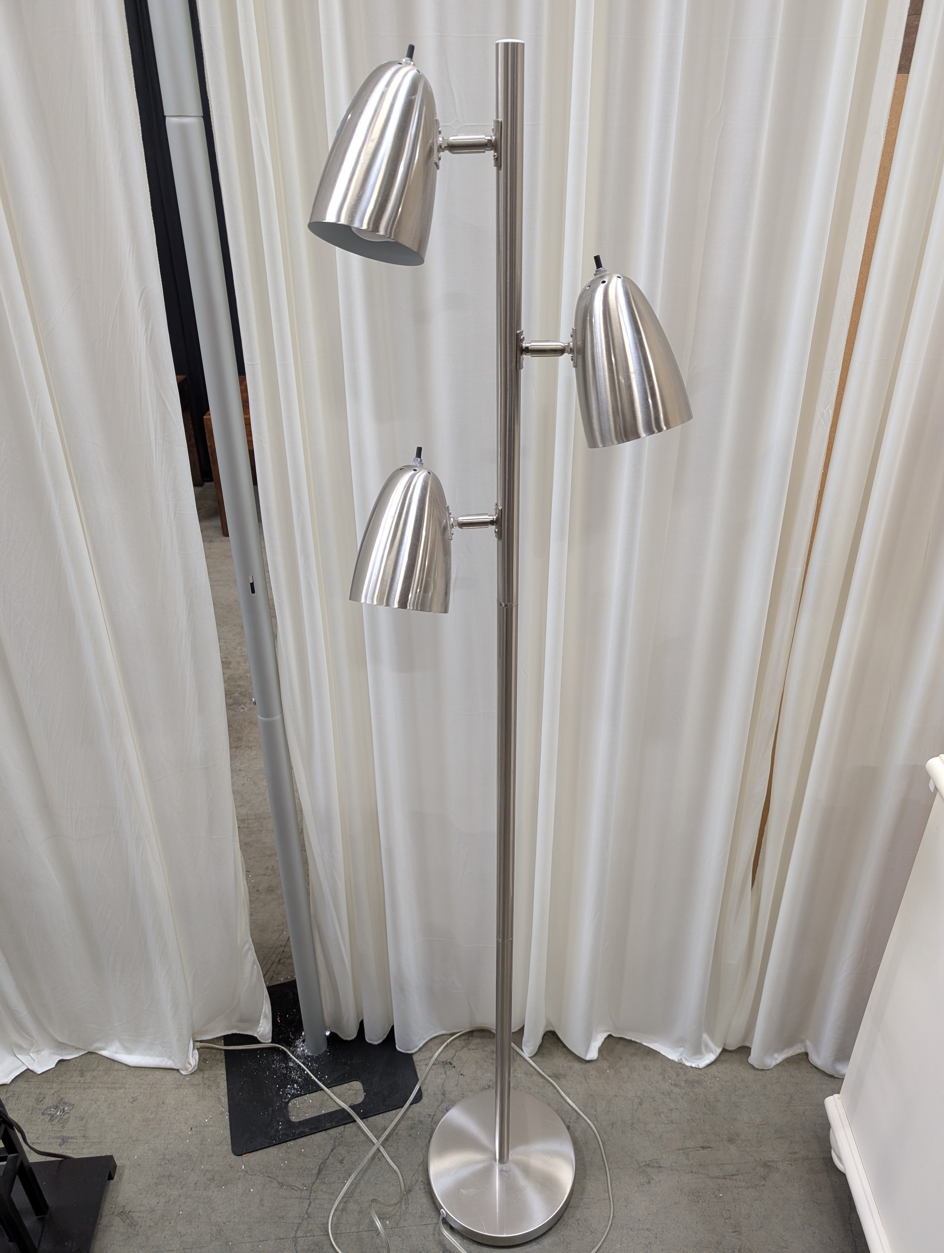 Brushed Steel Three-Light Floor Lamp
