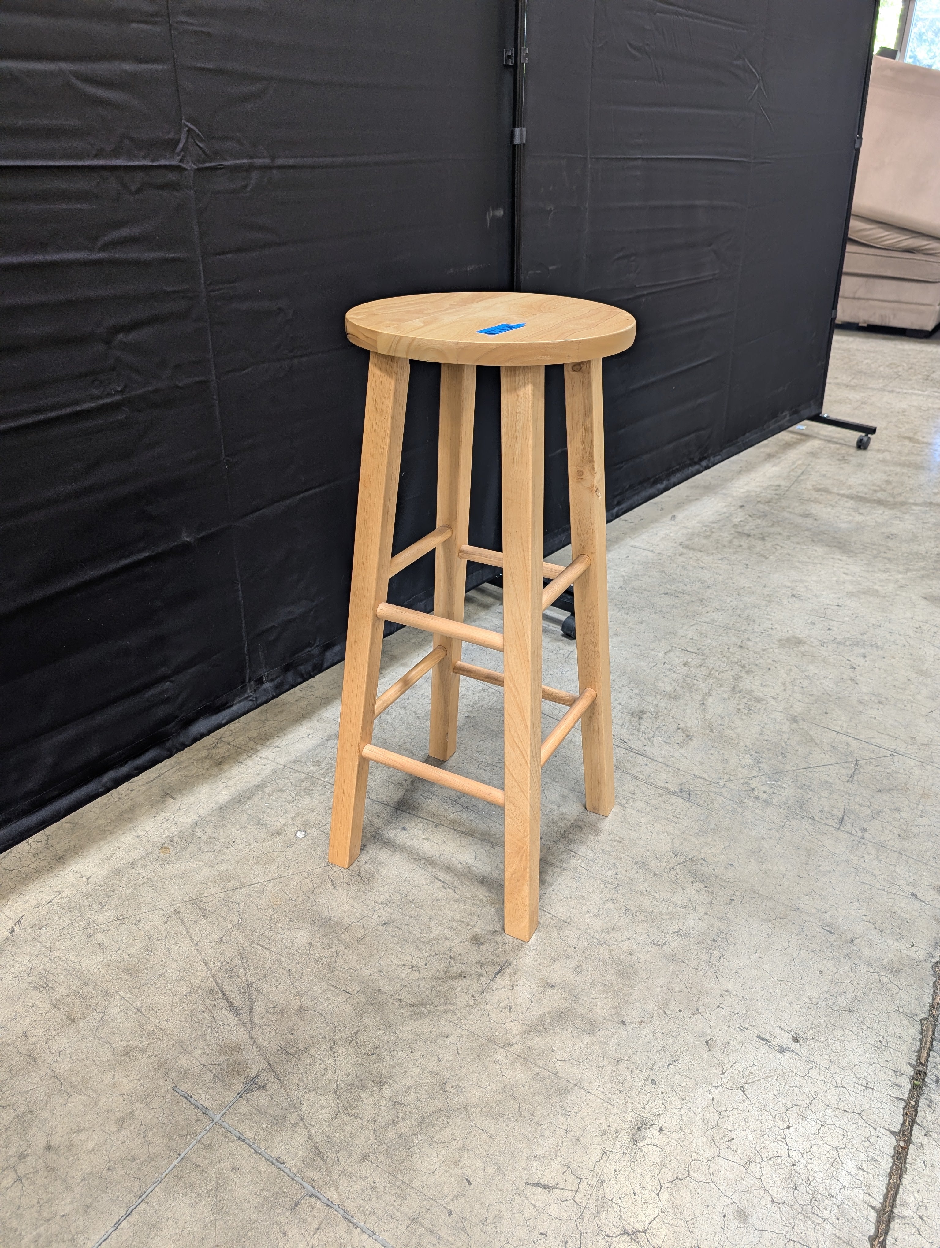 Natural Light Wood Round Top Bar Stool