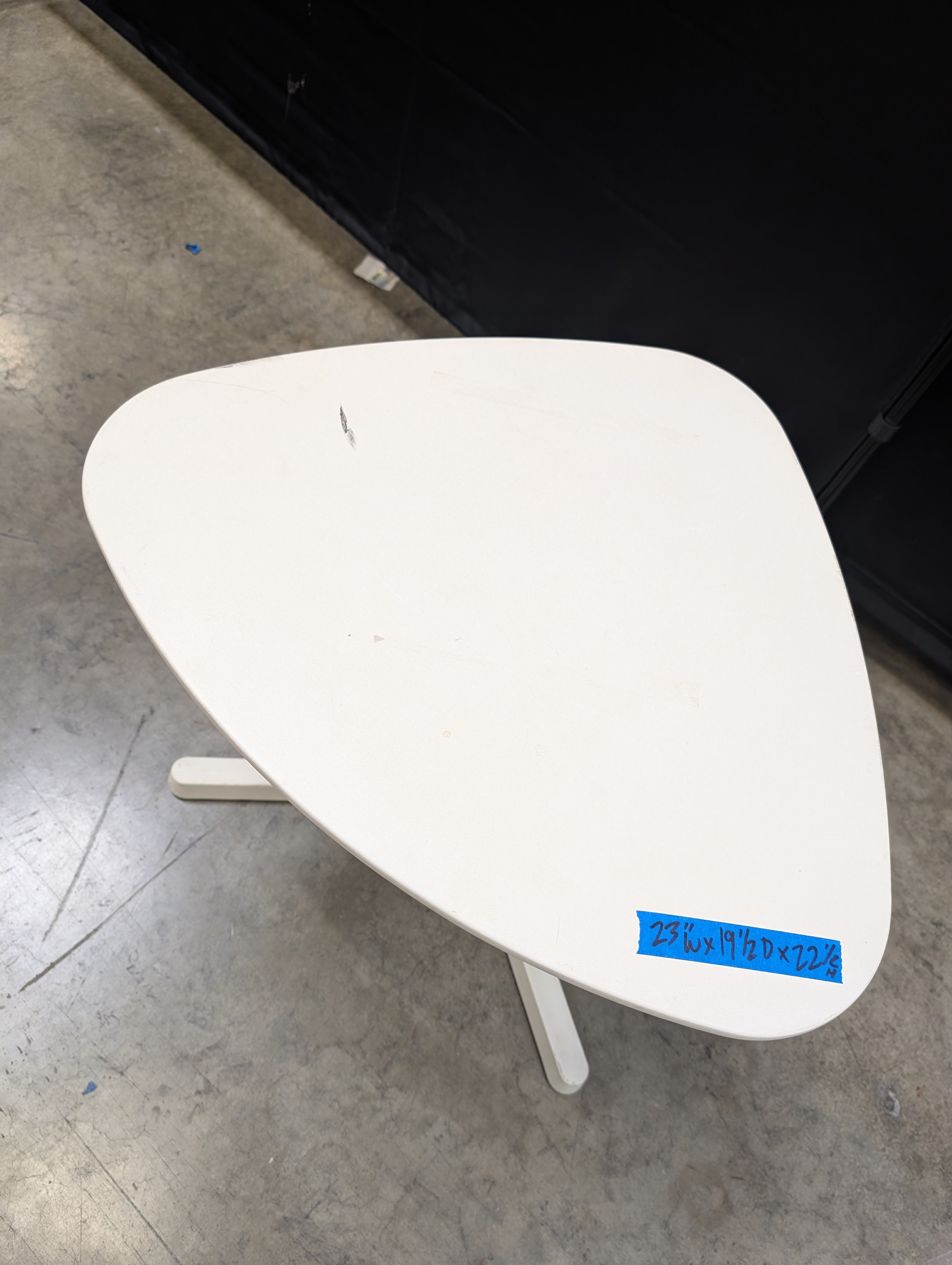 Modern White Oval Top Standing Table with Adjustable Height