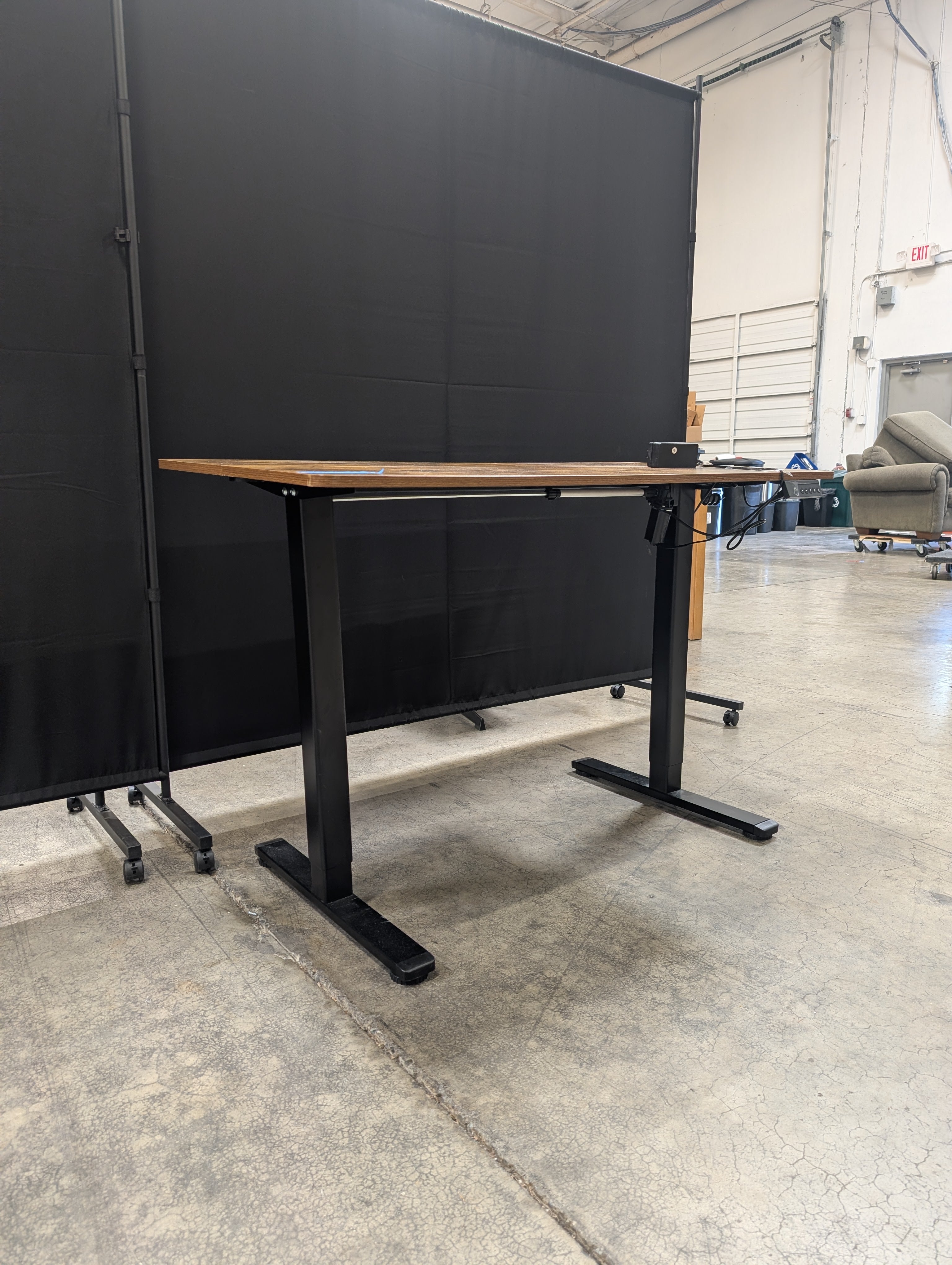 Adjustable Electric Height Standing Desk with Rustic Wood-Look Top