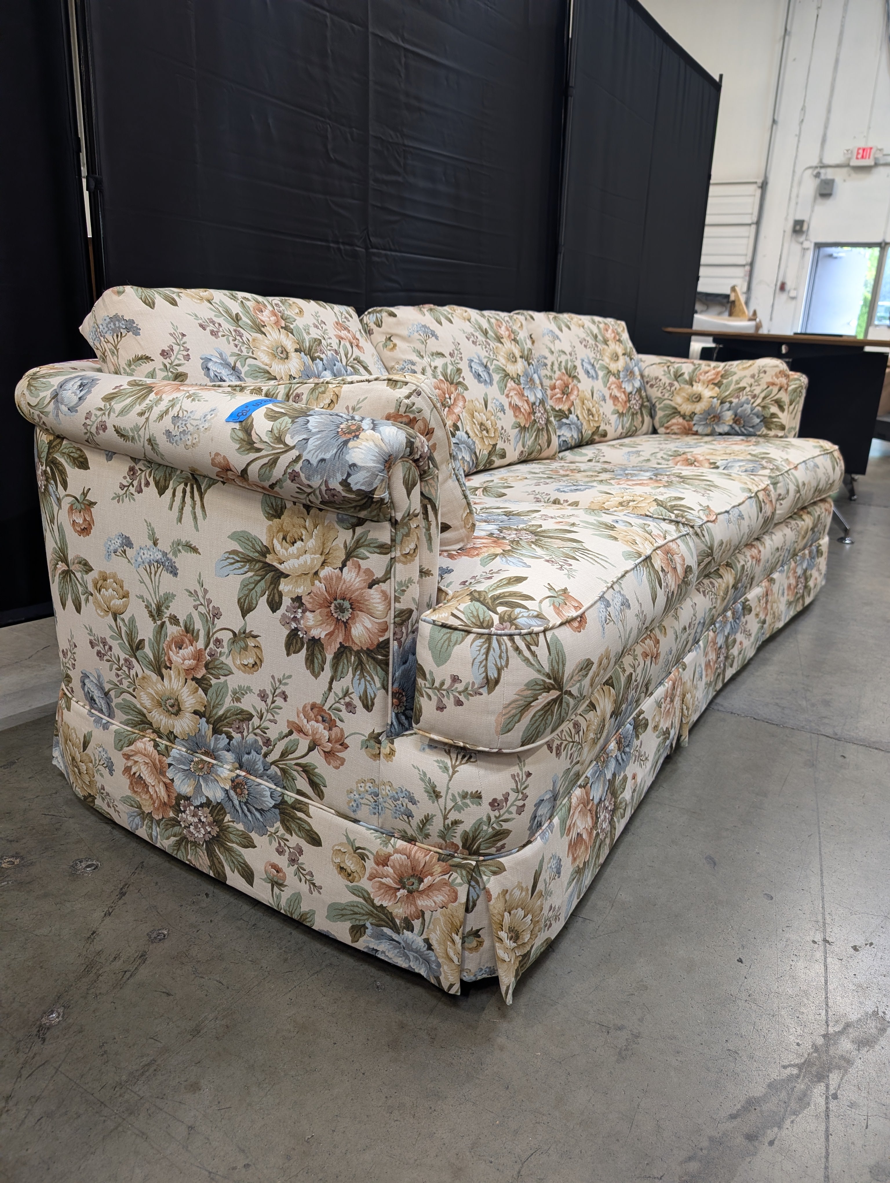 Traditional Floral Upholstered Three-Cushion Sofa