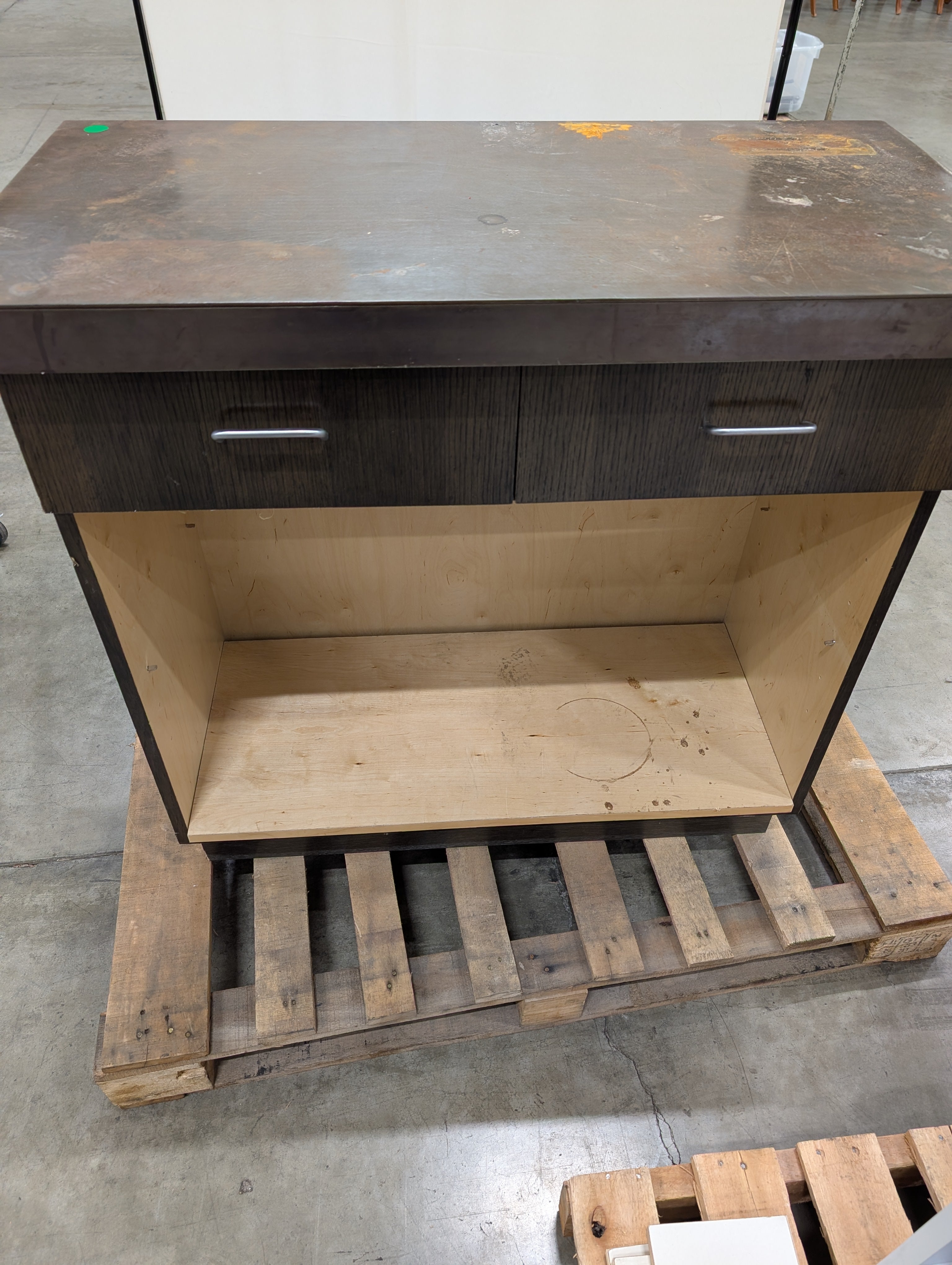 Modern Dark Wood Grain Cabinet Drawer Unit
