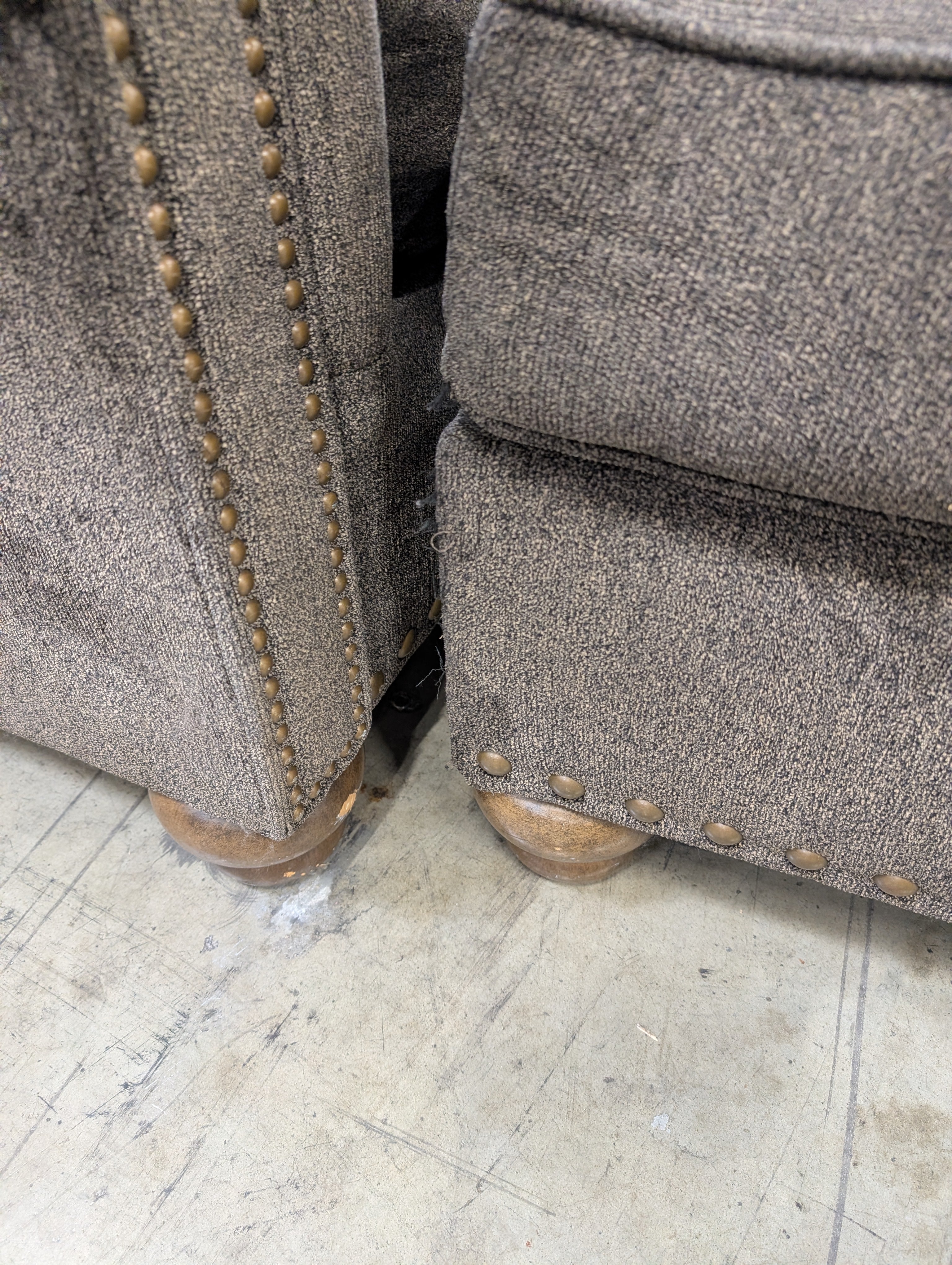 Used Club Chair and Ottoman Set with Nailhead Trim