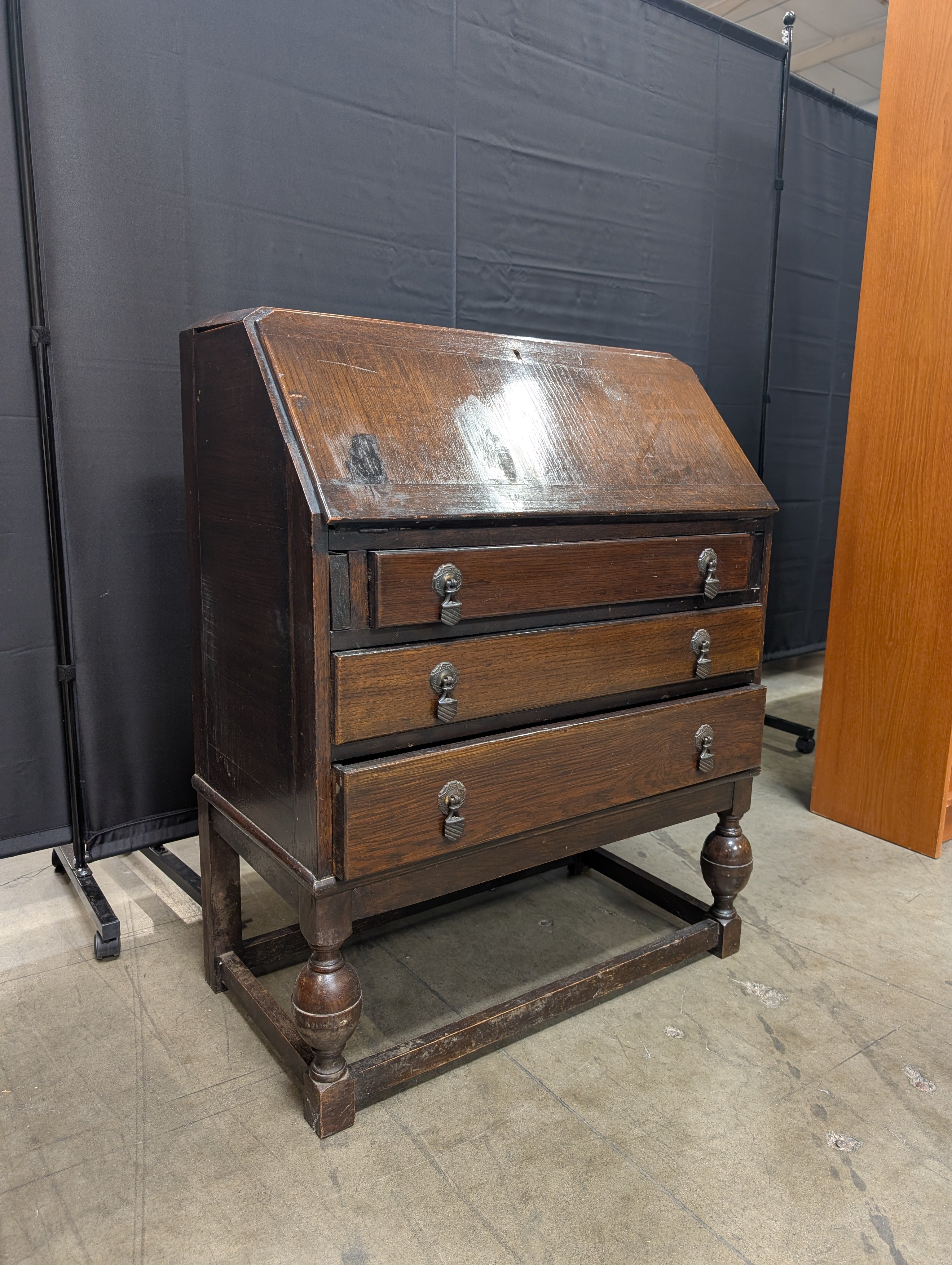 Traditional Style Hardwood Drop-Front Desk