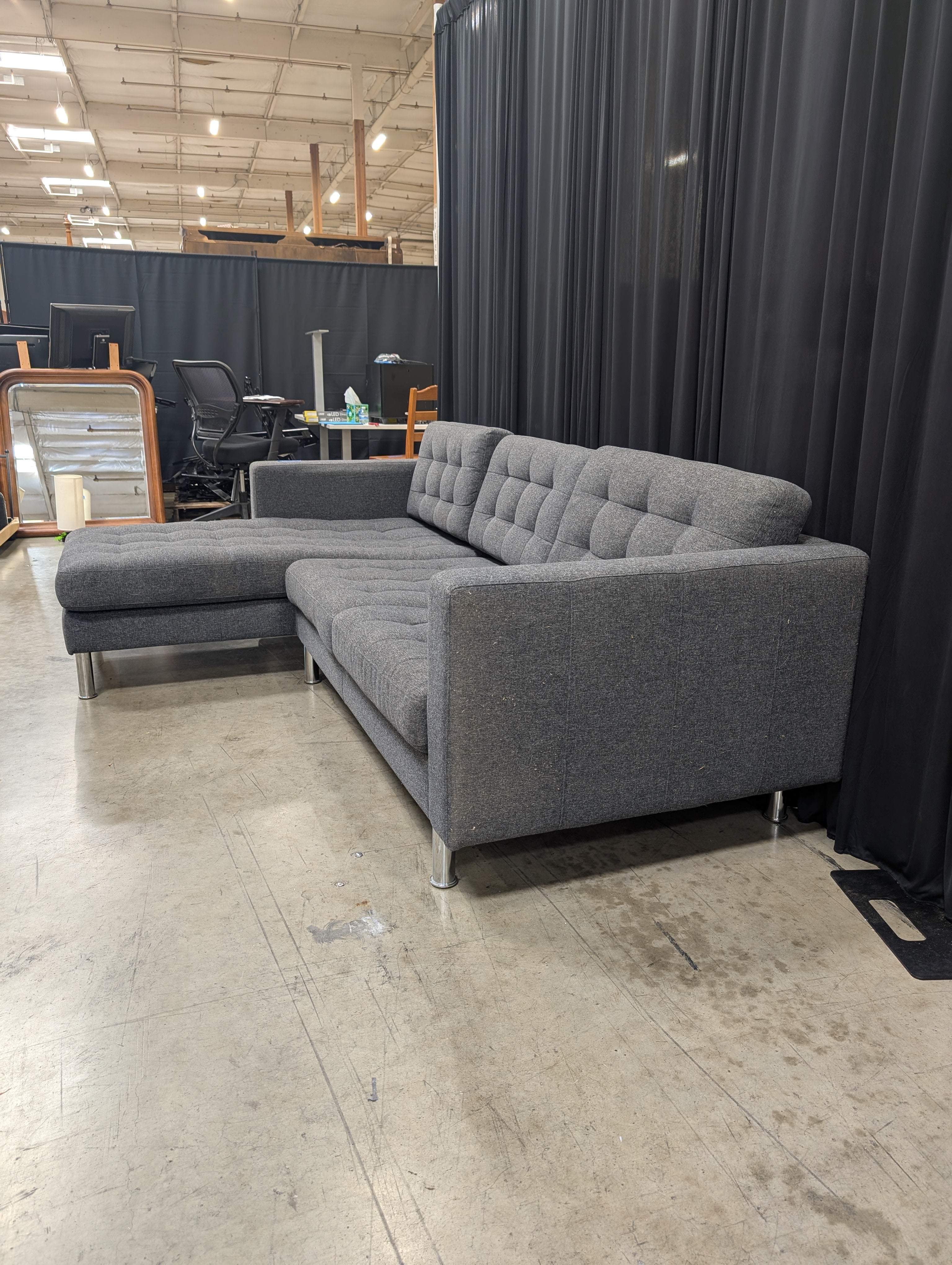 Grey Upholstered Modular Sectional Couch