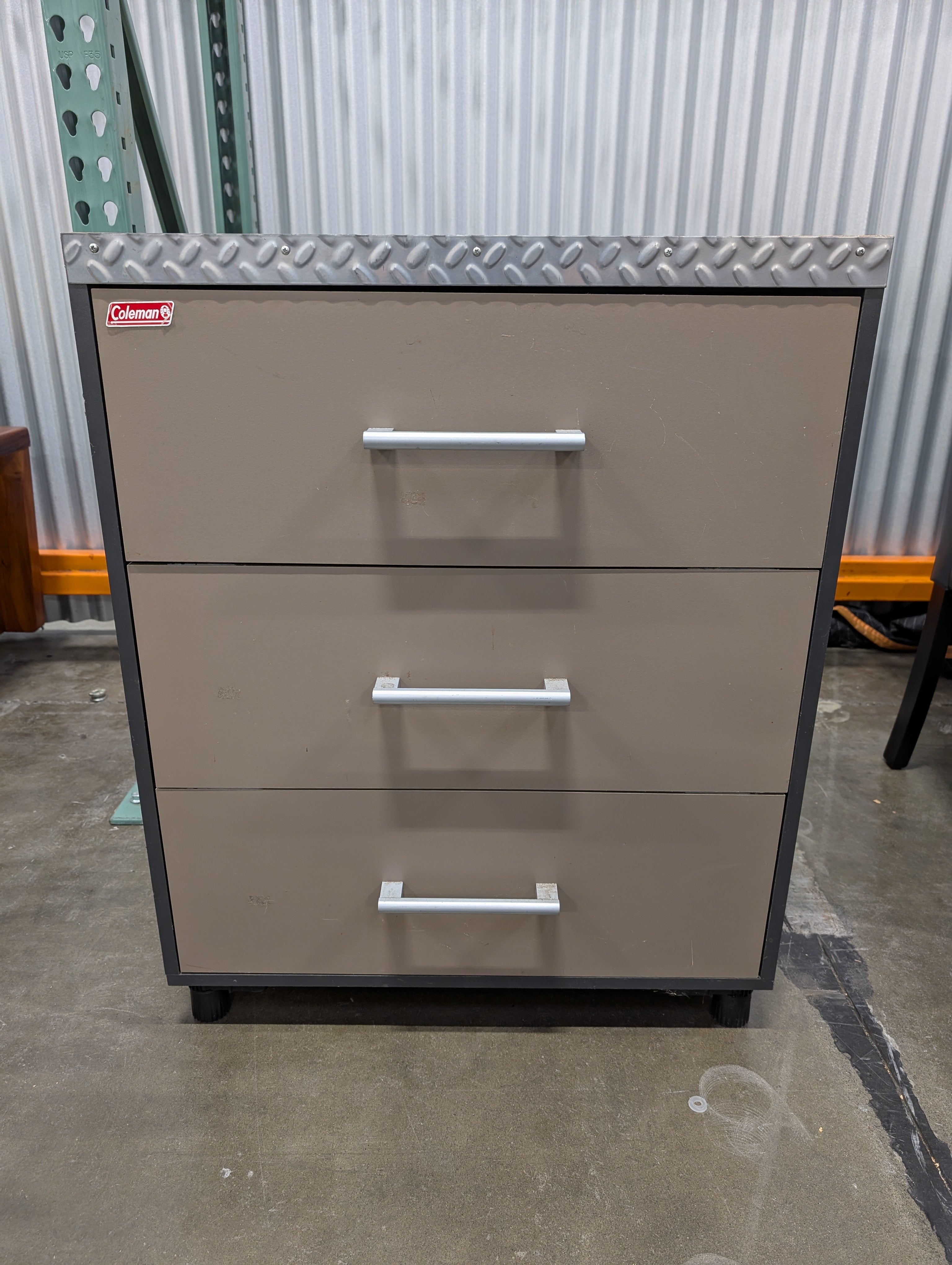 Coleman Three-Drawer Storage Cabinet with Light Beige Finish